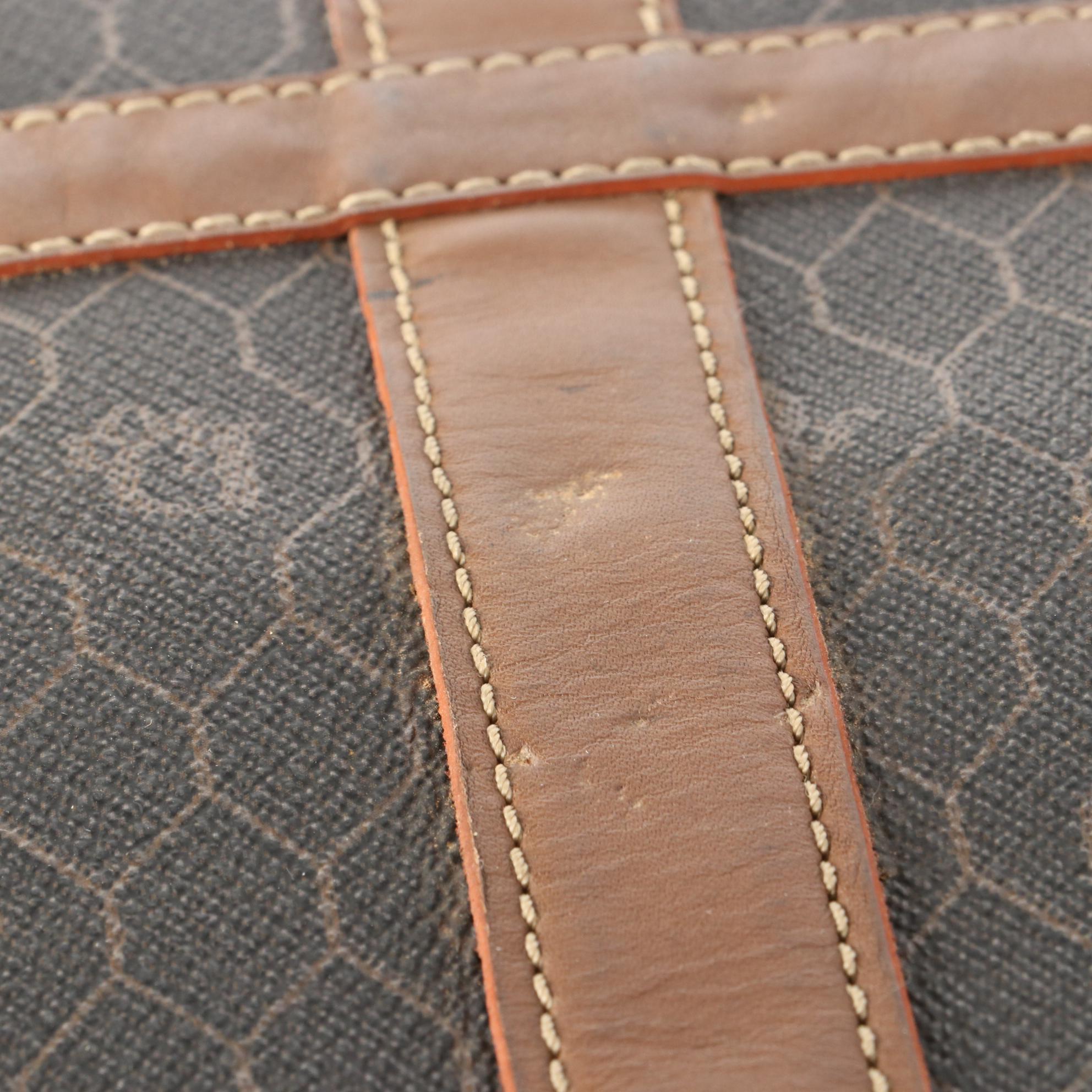 Christian Dior Boston Bag Duffel in Honeycomb Coated Canvas with Leather Trim