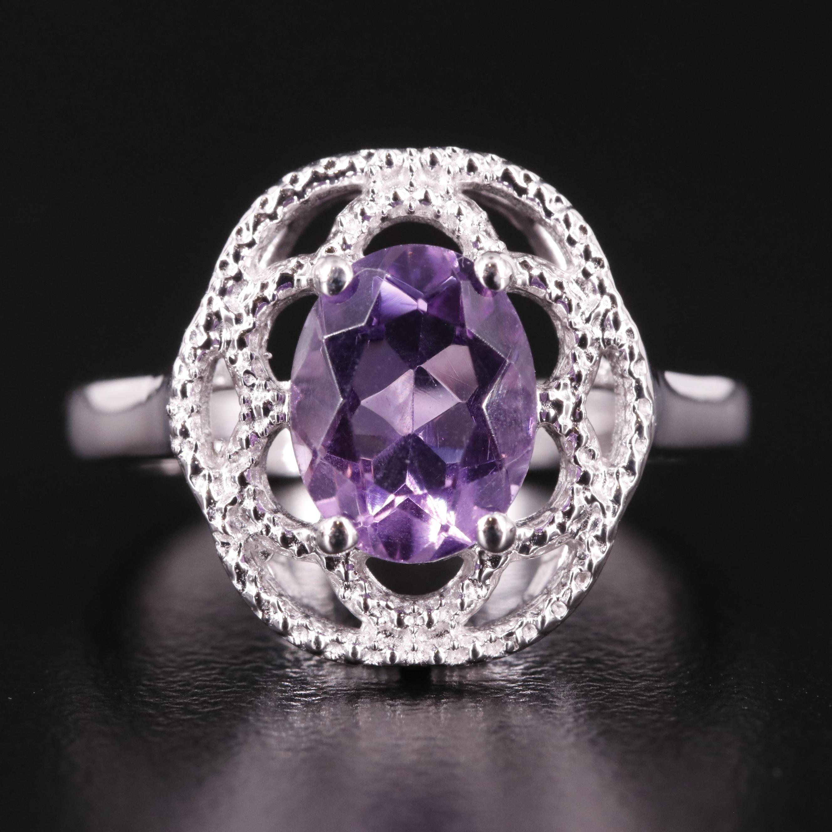 Sterling Amethyst Solitaire Ring