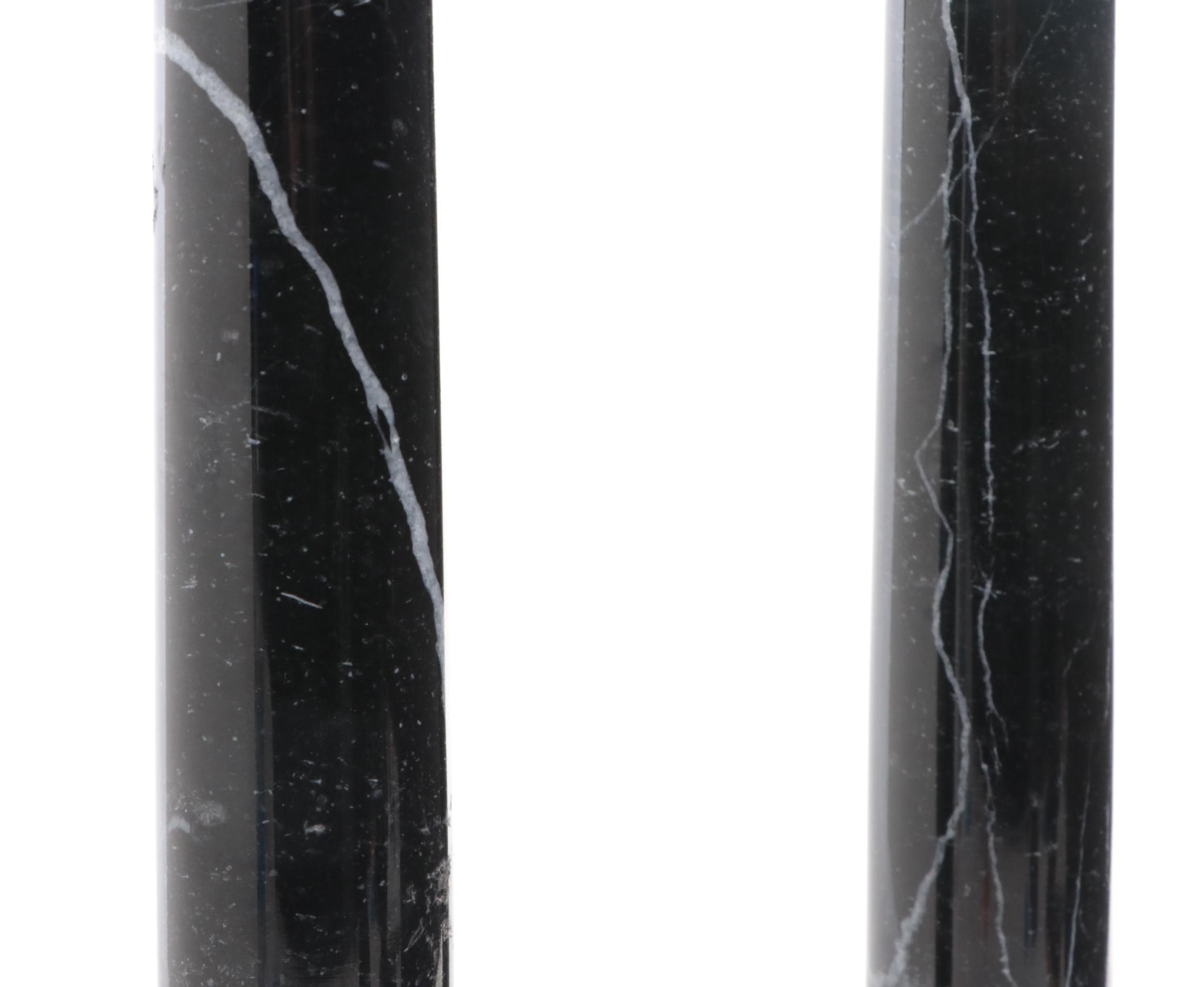 Neoclassical Style Metal Mounted Black Marble Candlestick Pair, 20th Century