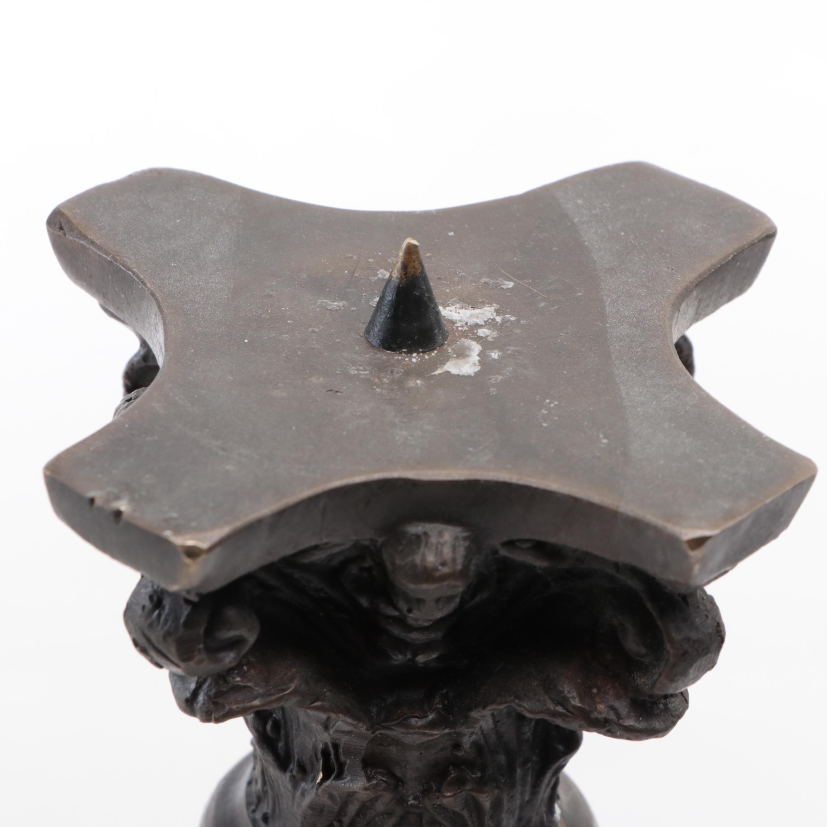 Neoclassical Style Metal Mounted Black Marble Candlestick Pair, 20th Century