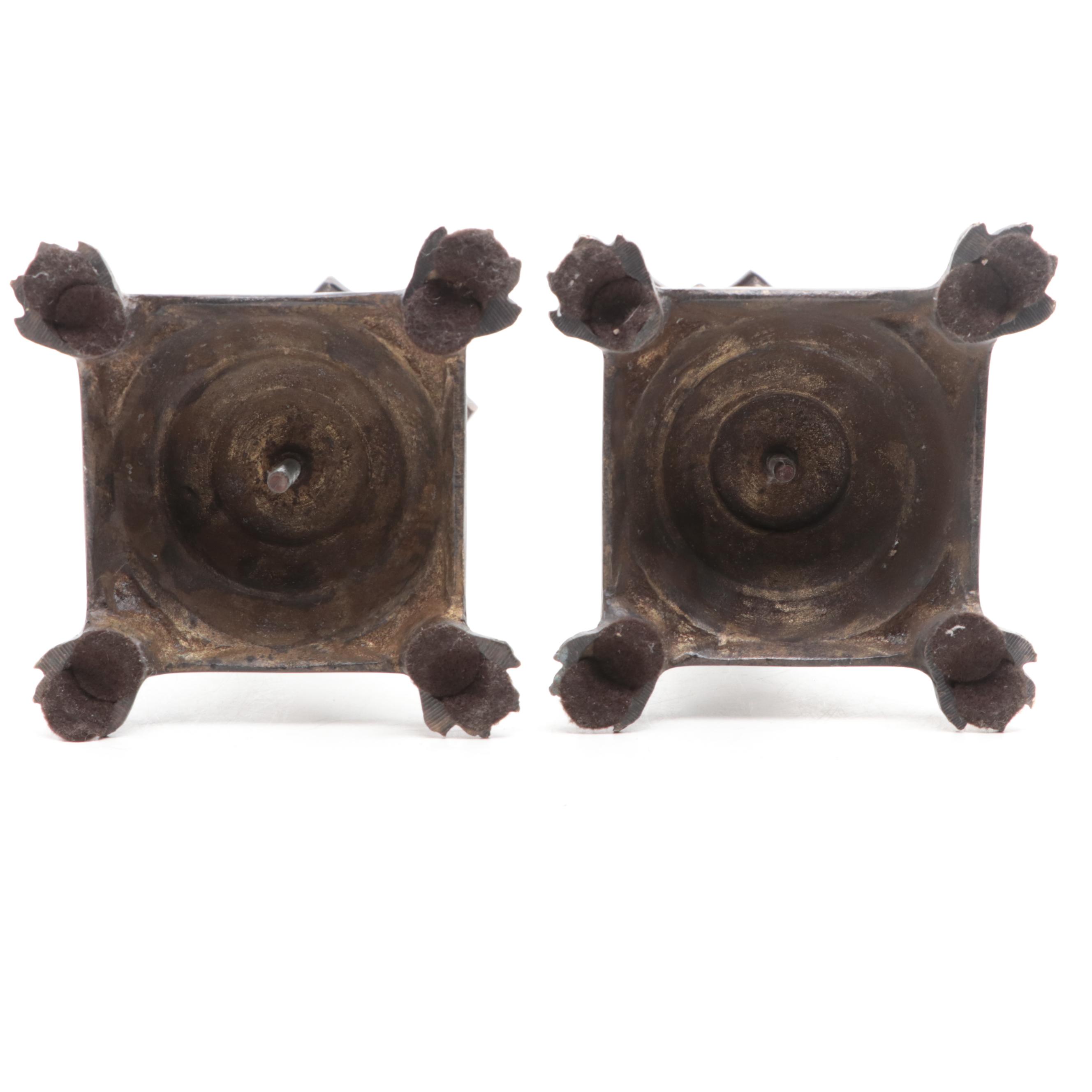 Neoclassical Style Metal Mounted Black Marble Candlestick Pair, 20th Century