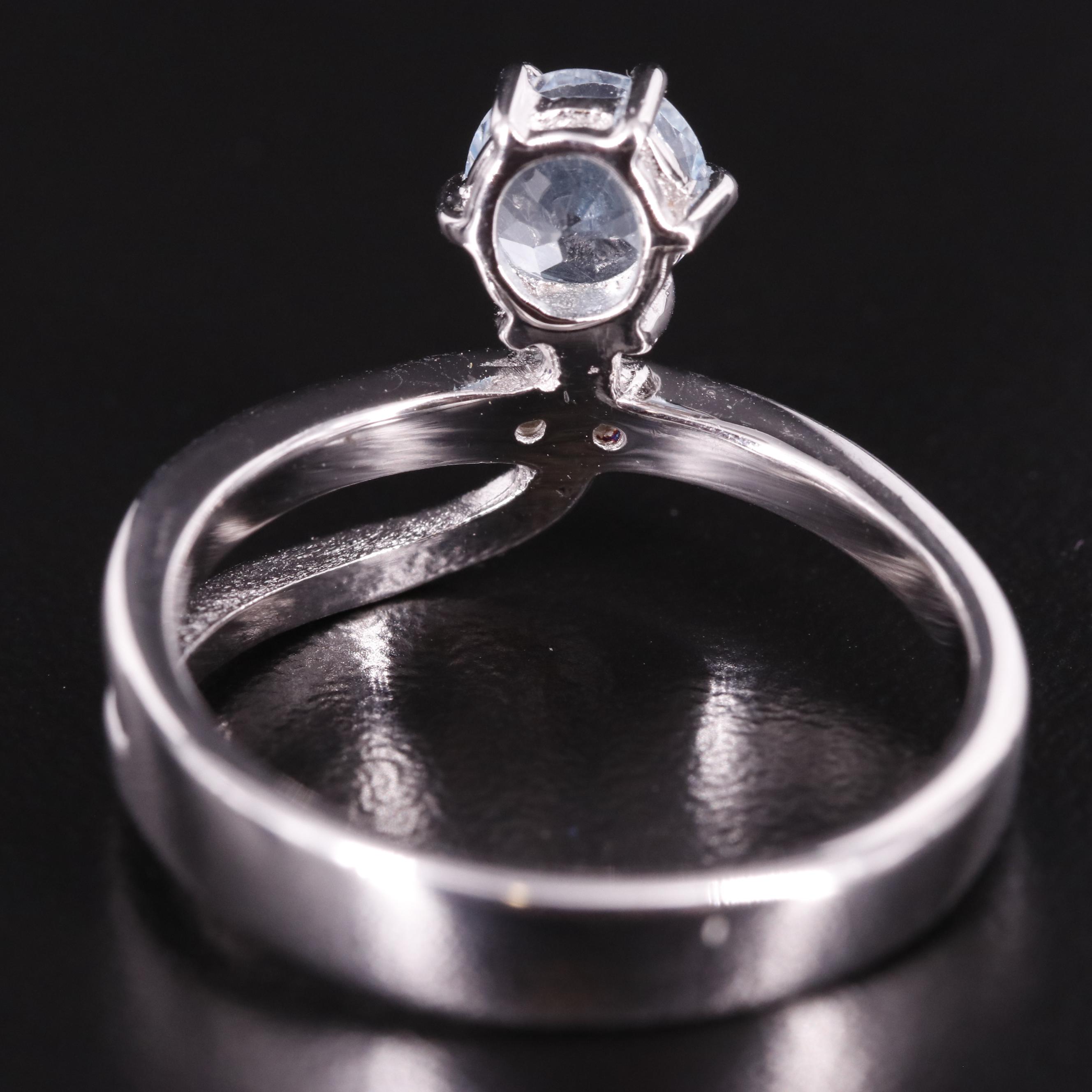 Sterling Blue Topaz and Diamond Ring