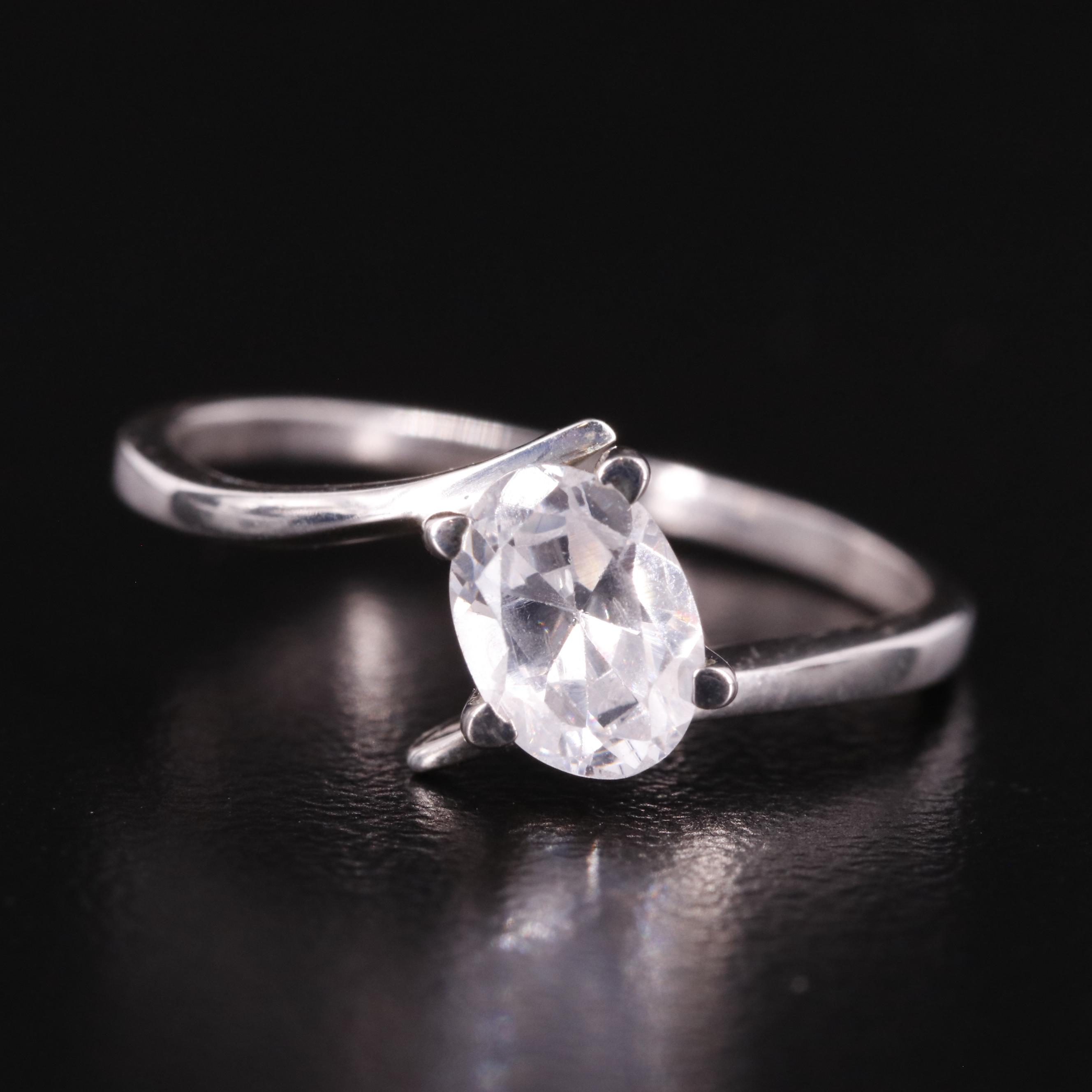 Cubic Zirconia Solitaire Bypass Ring