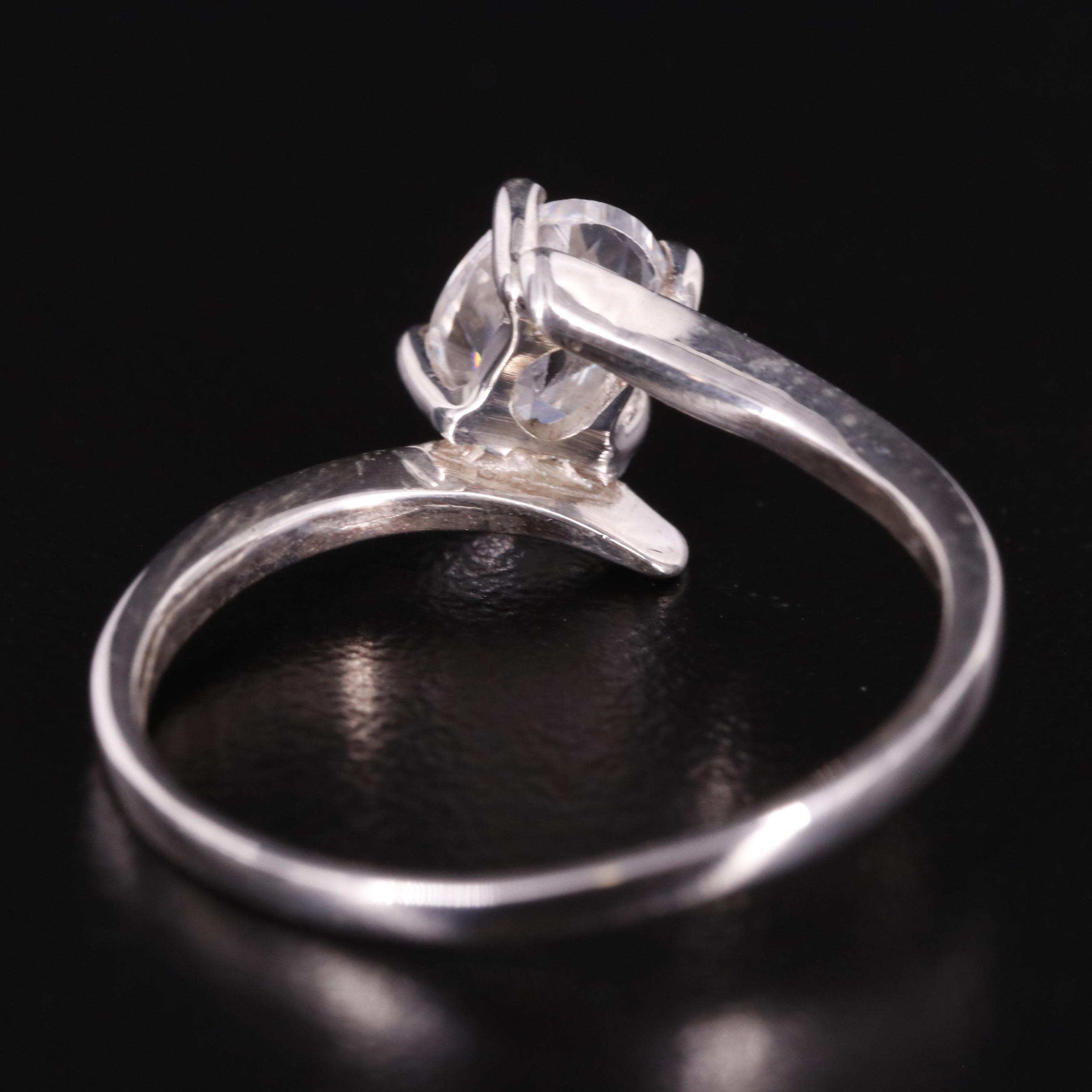 Cubic Zirconia Solitaire Bypass Ring