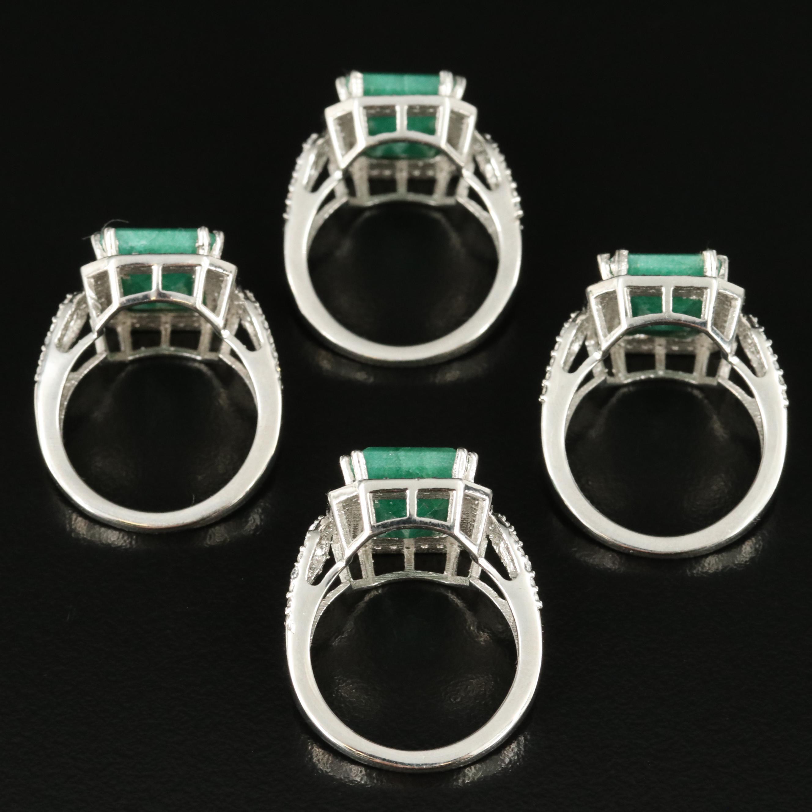 Sterling Beryl and White Topaz Ring Grouping