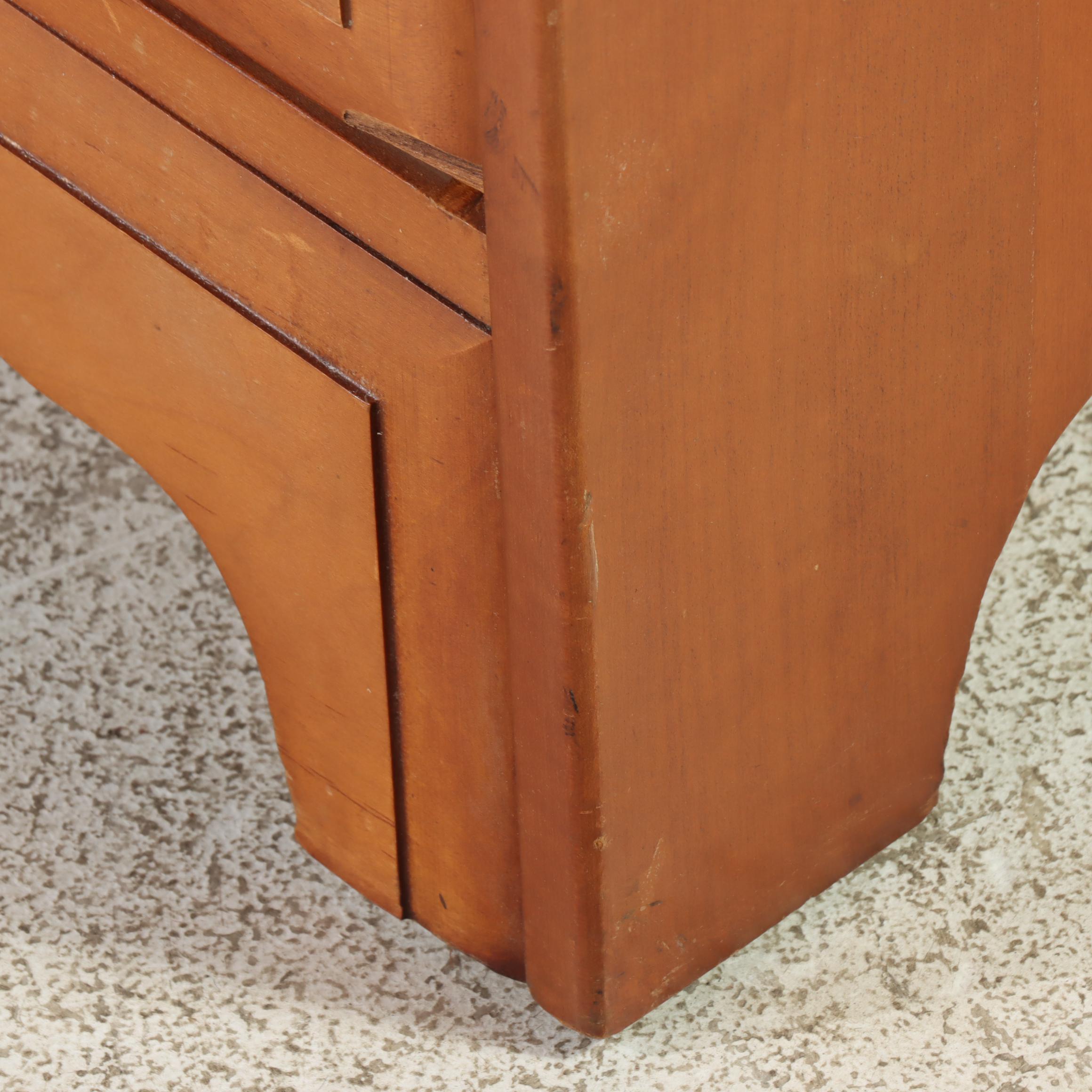 American Colonial Style Maple Vanity Table and Stool, Mid-20th Century