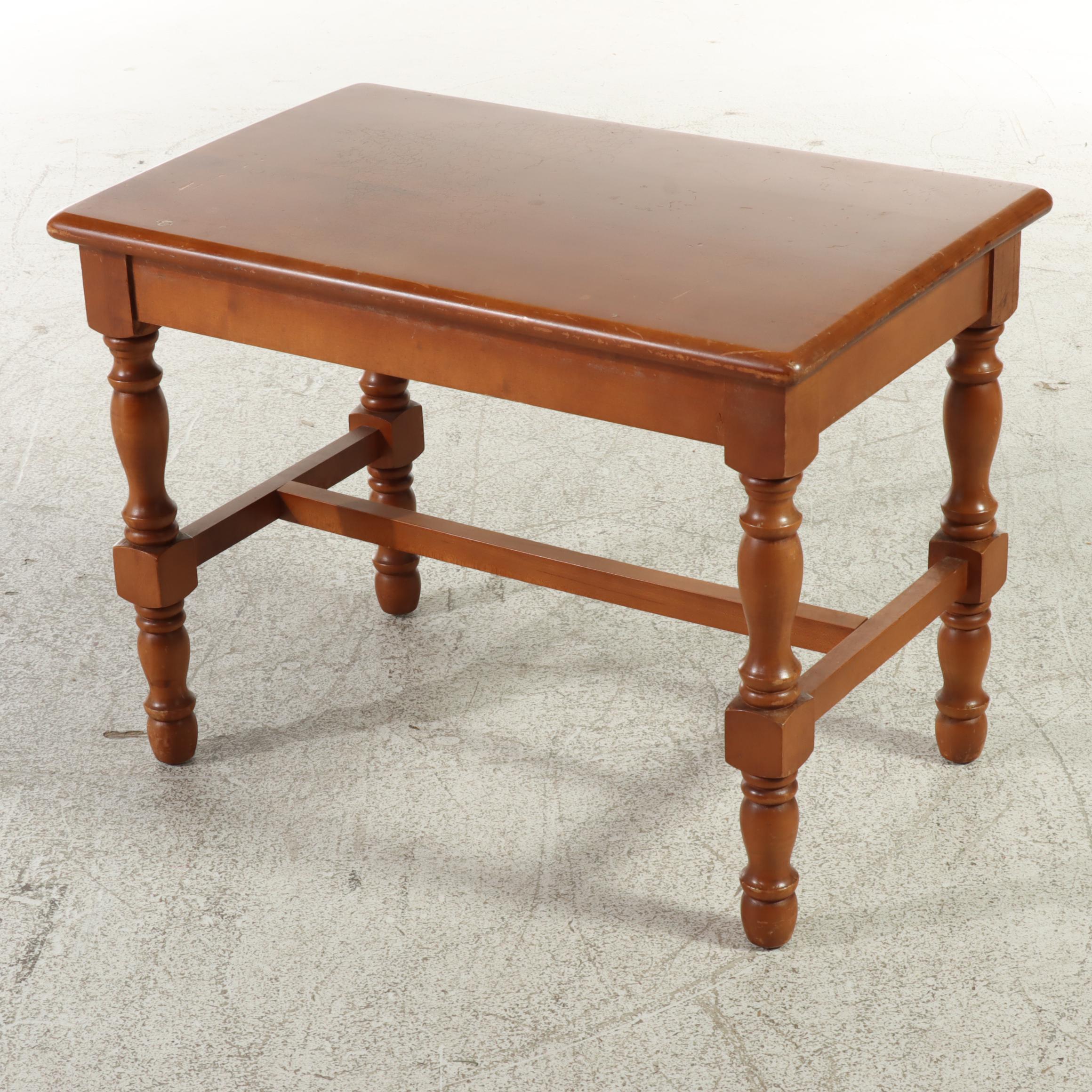 American Colonial Style Maple Vanity Table and Stool, Mid-20th Century