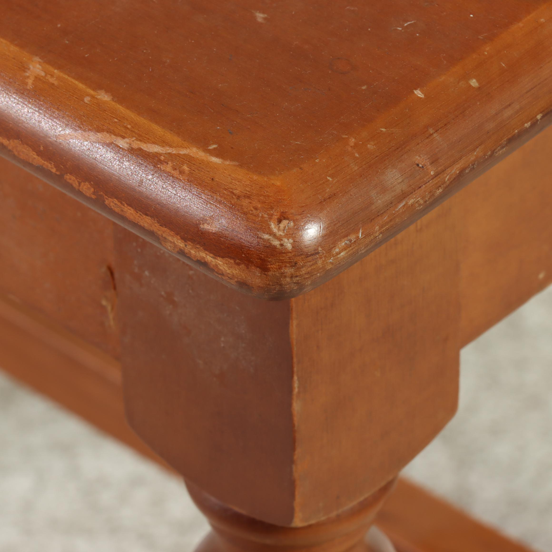 American Colonial Style Maple Vanity Table and Stool, Mid-20th Century