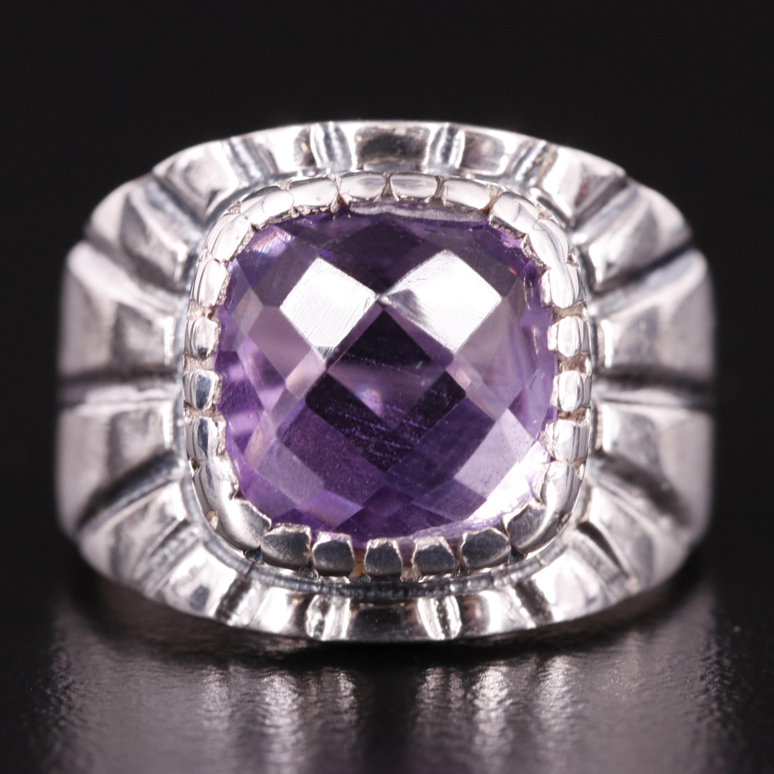 Sterling Amethyst Solitaire Ring