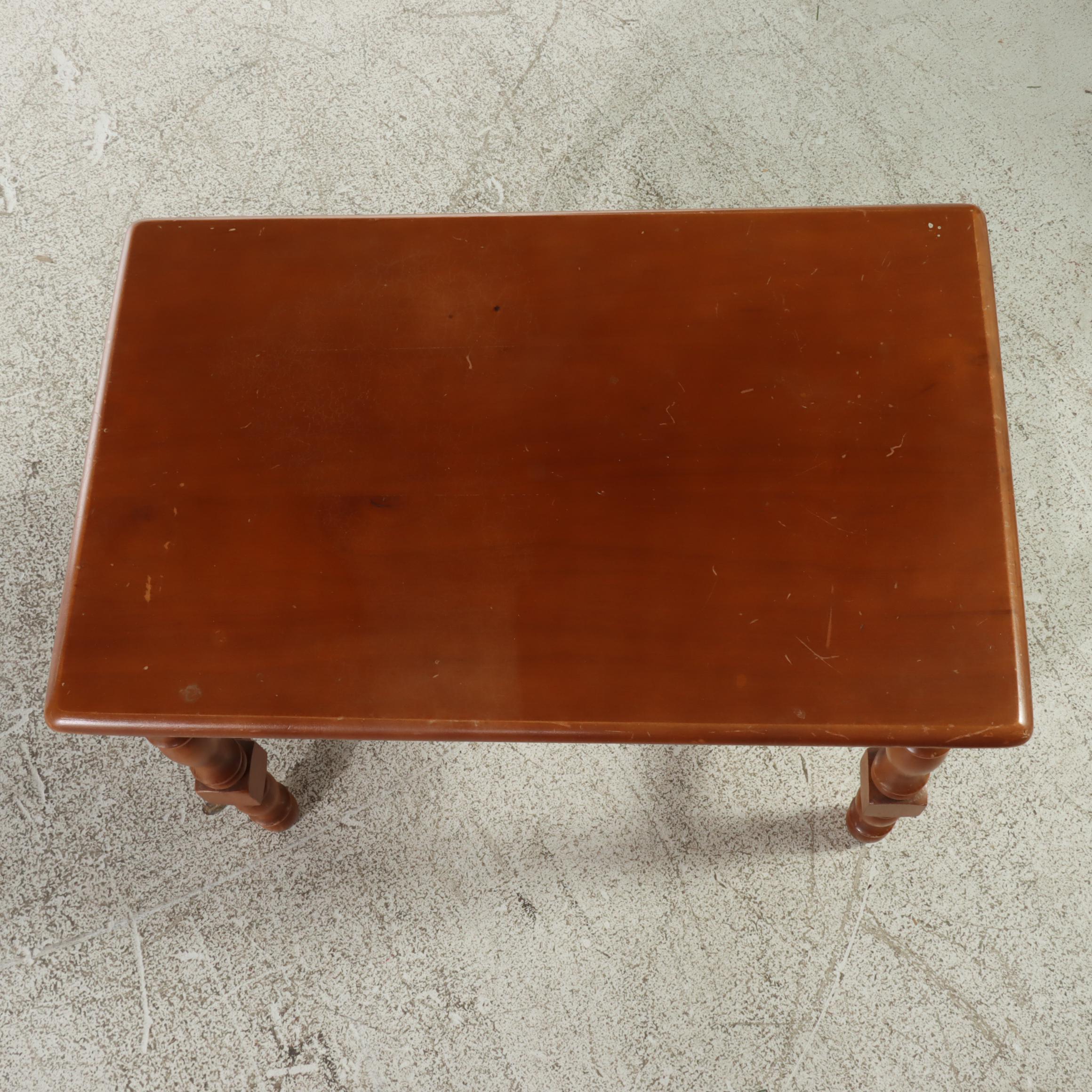 American Colonial Style Maple Vanity Table and Stool, Mid-20th Century