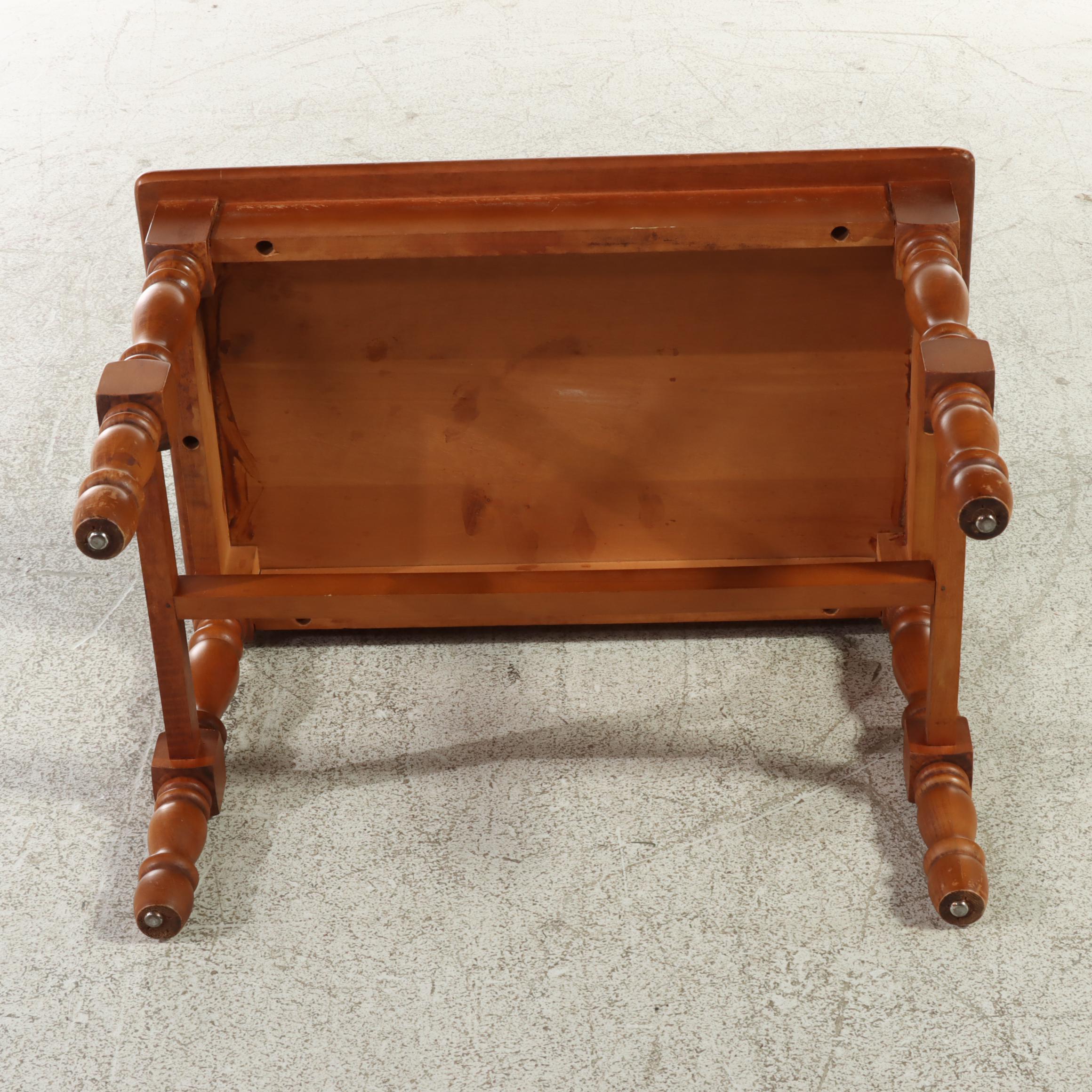 American Colonial Style Maple Vanity Table and Stool, Mid-20th Century