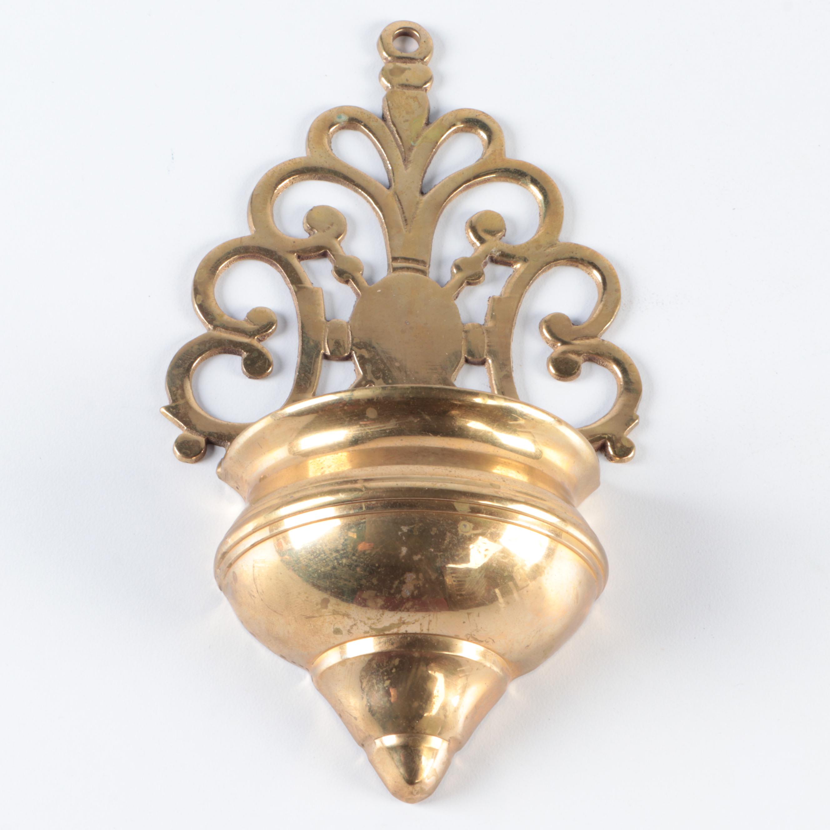 Liard LTD. Brass Miniature Hanging Planter with Brass Wall Sconces