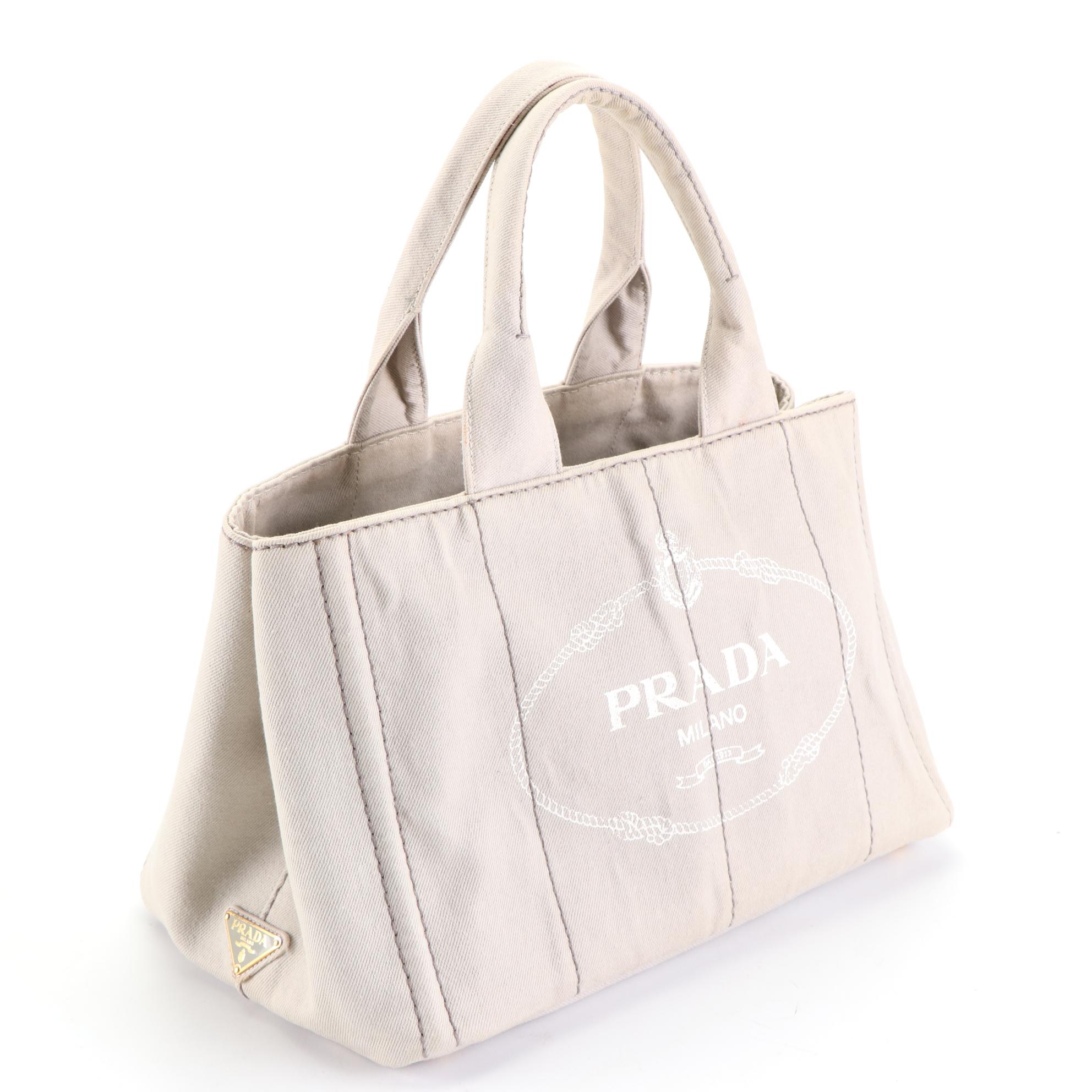 Prada Canapa Logo Large Canvas Tote Bag