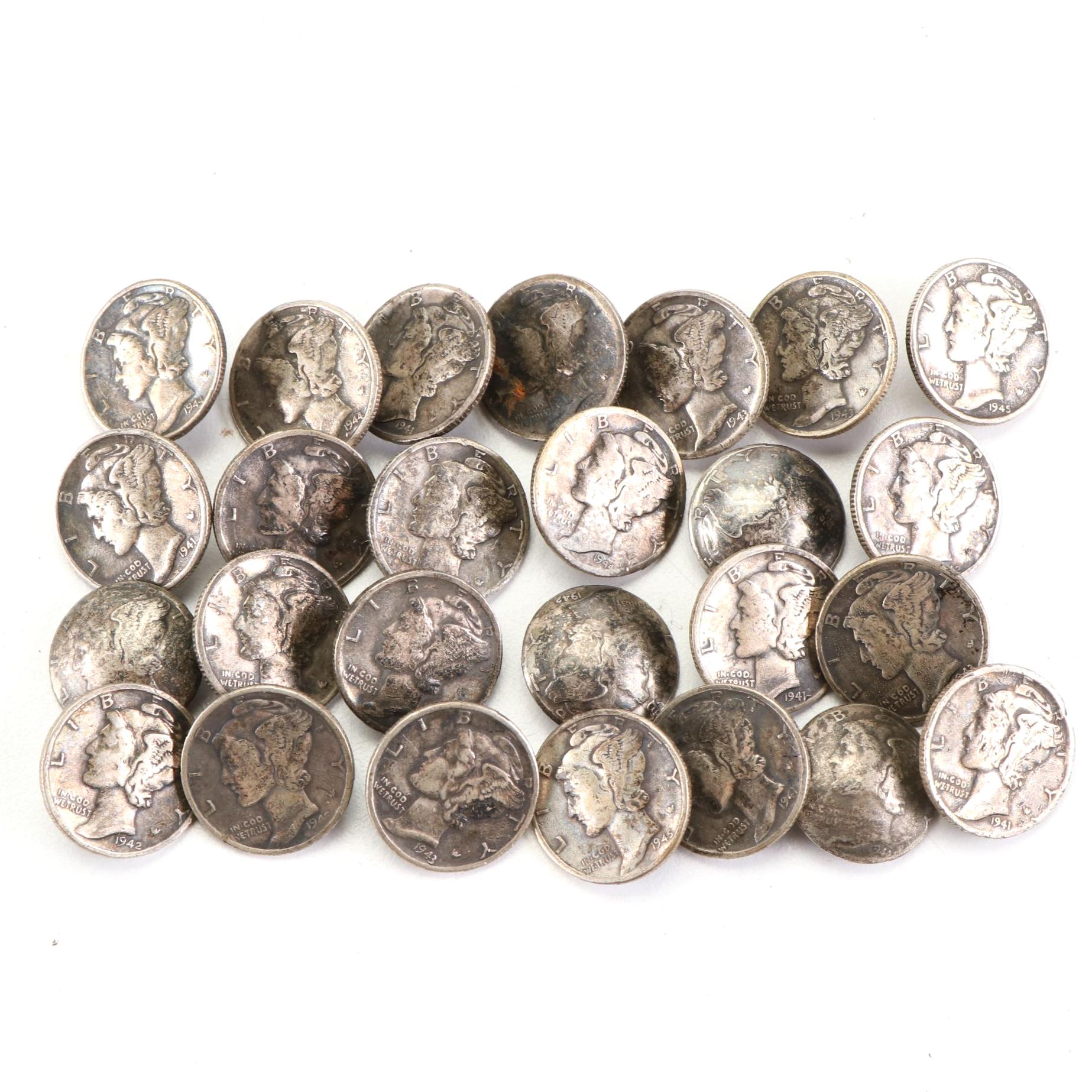 Winged Liberty Head Mercury Dime Buttons, Mid-20th Century