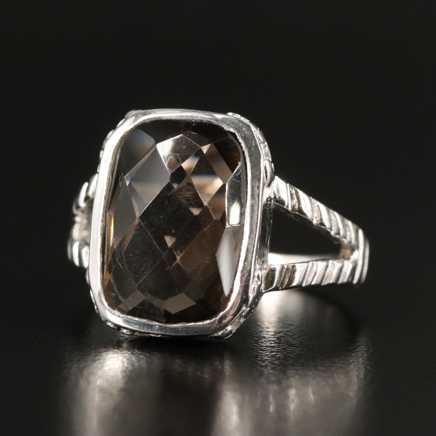 Sterling Smoky Quartz Tapered Ring