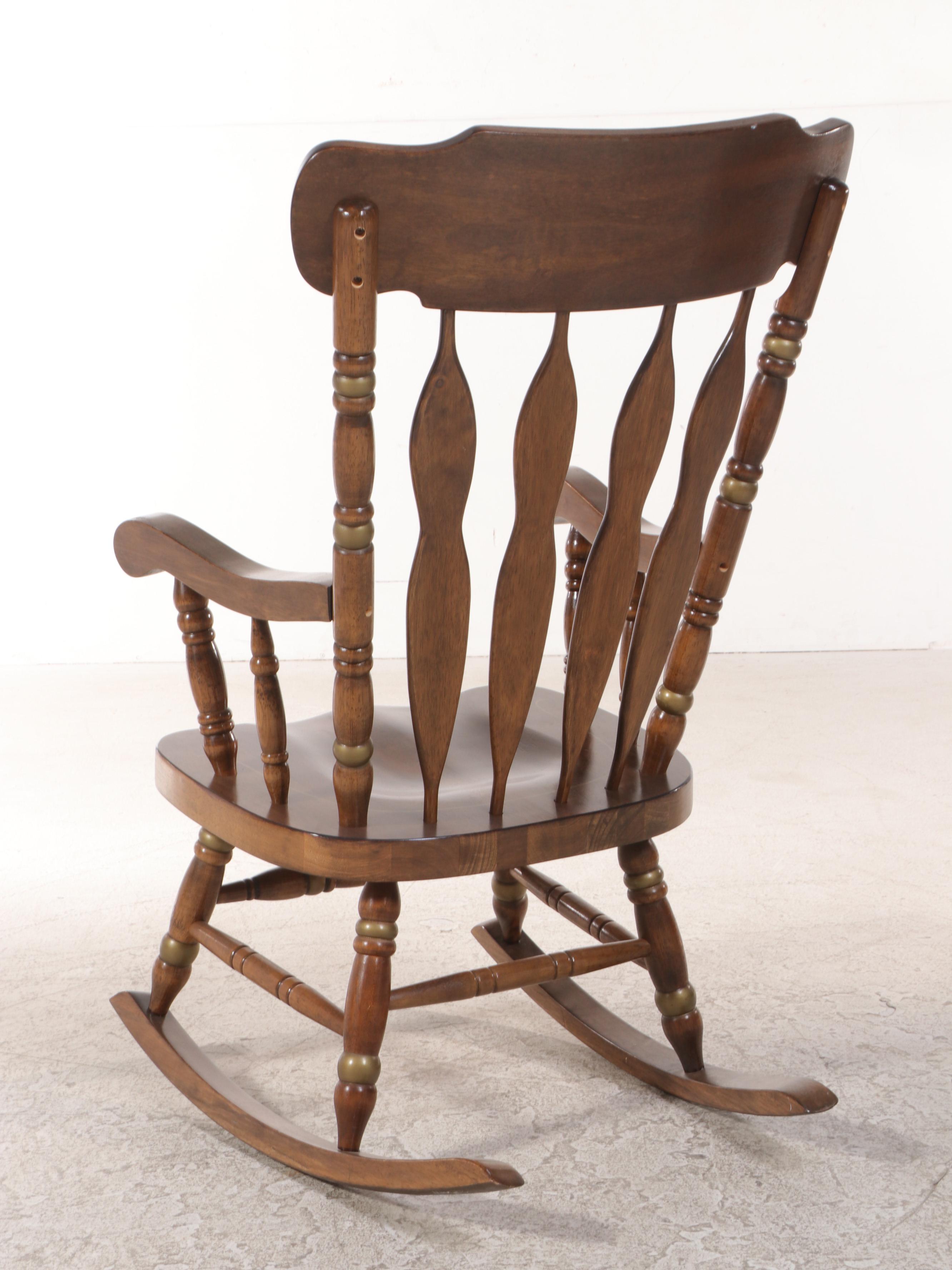 Colonial Style Gilt-Decorated Rocking Armchair, Mid to Late 20th Century