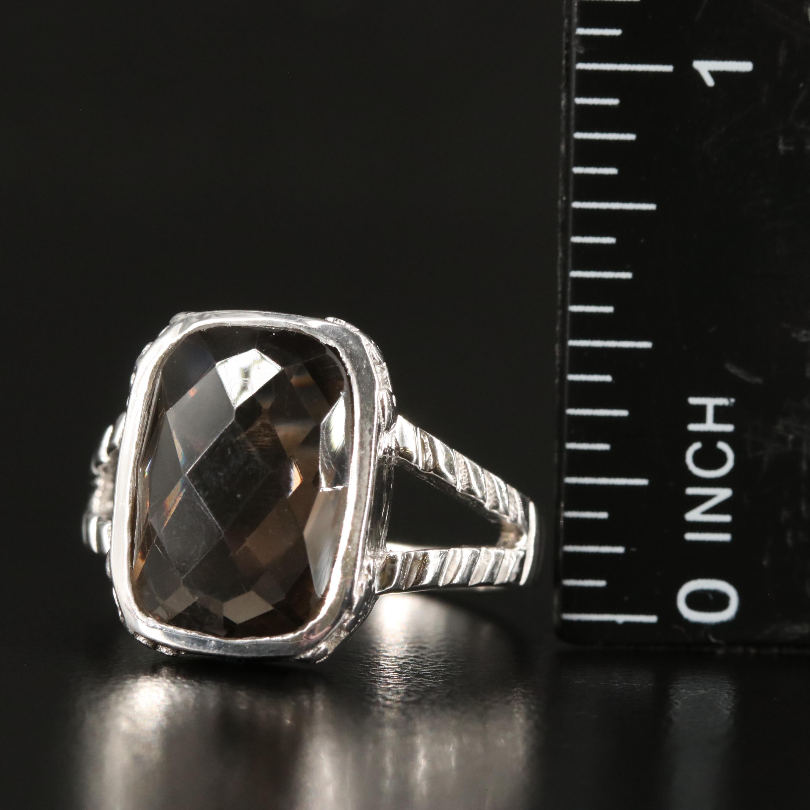 Sterling Smoky Quartz Tapered Ring