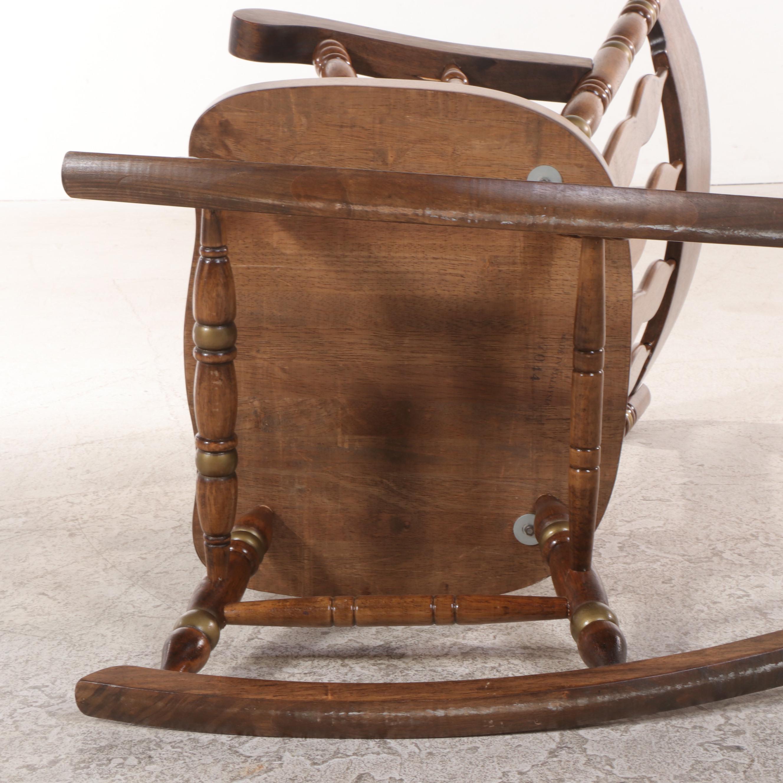 Colonial Style Gilt-Decorated Rocking Armchair, Mid to Late 20th Century