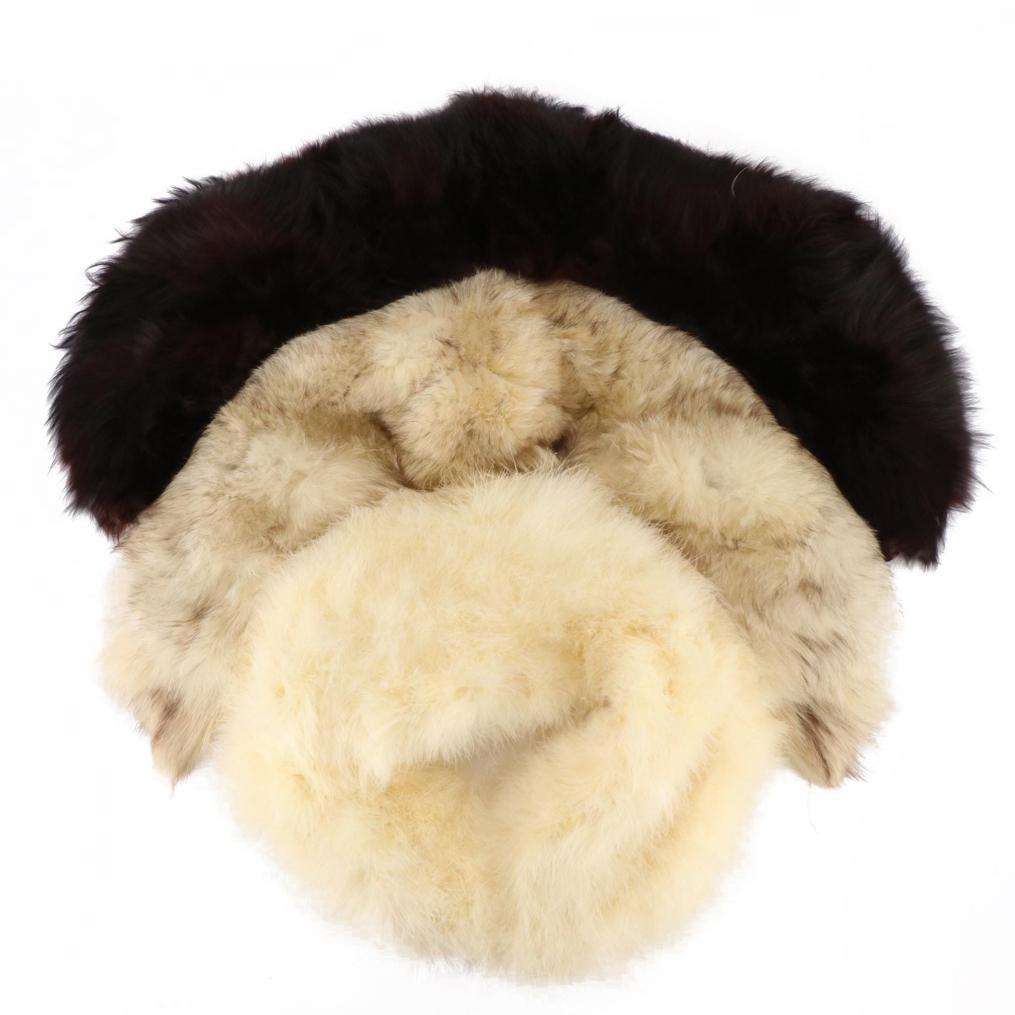 Sharon Kay Terry Marabou Feather, Fox Fur, and Black Bear Fur Collar Accessories