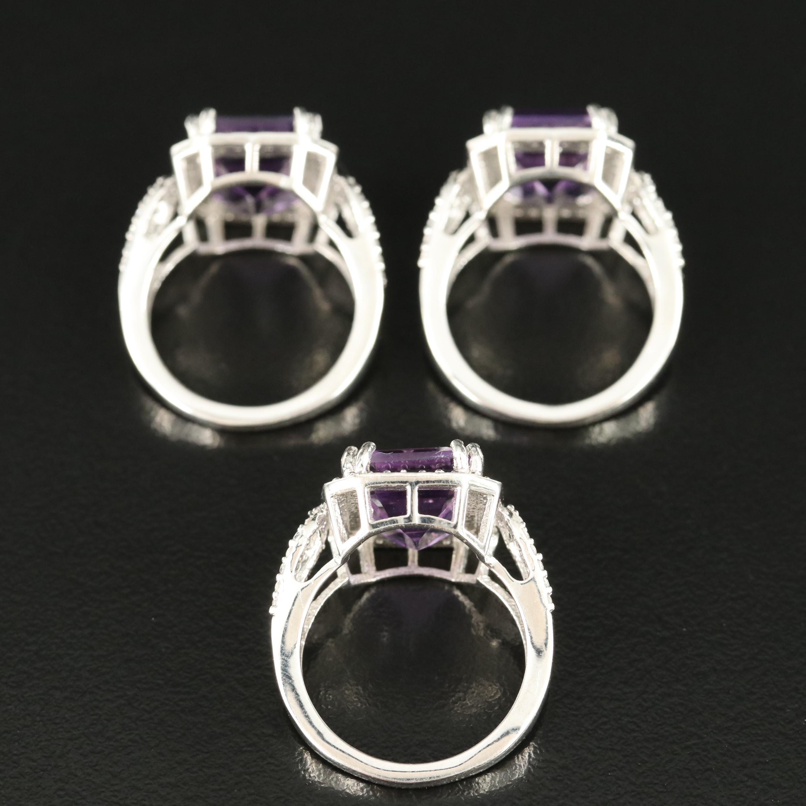 Sterling Amethyst and Topaz Rings