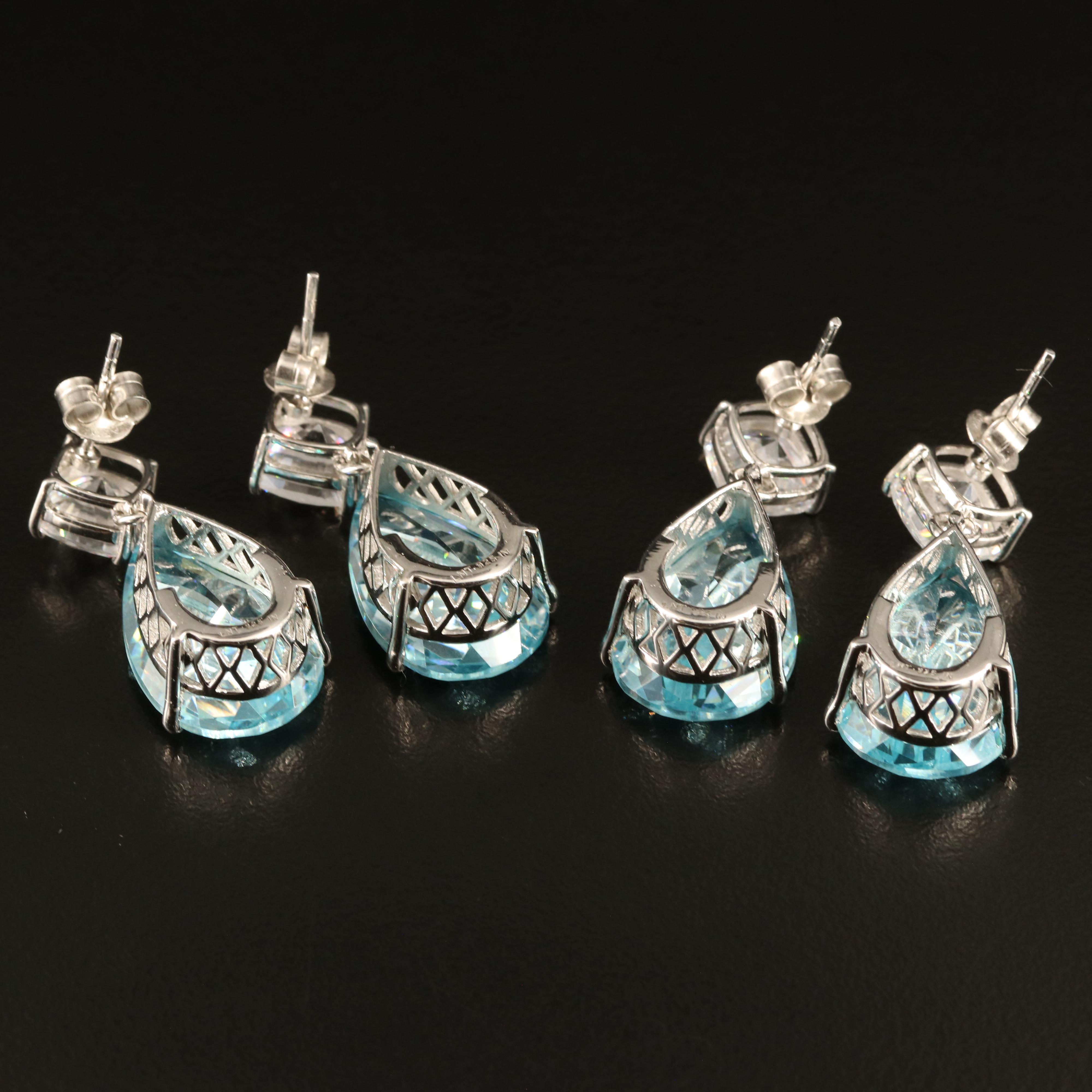 Sterling Cubic Zirconia Teardrop Earrings