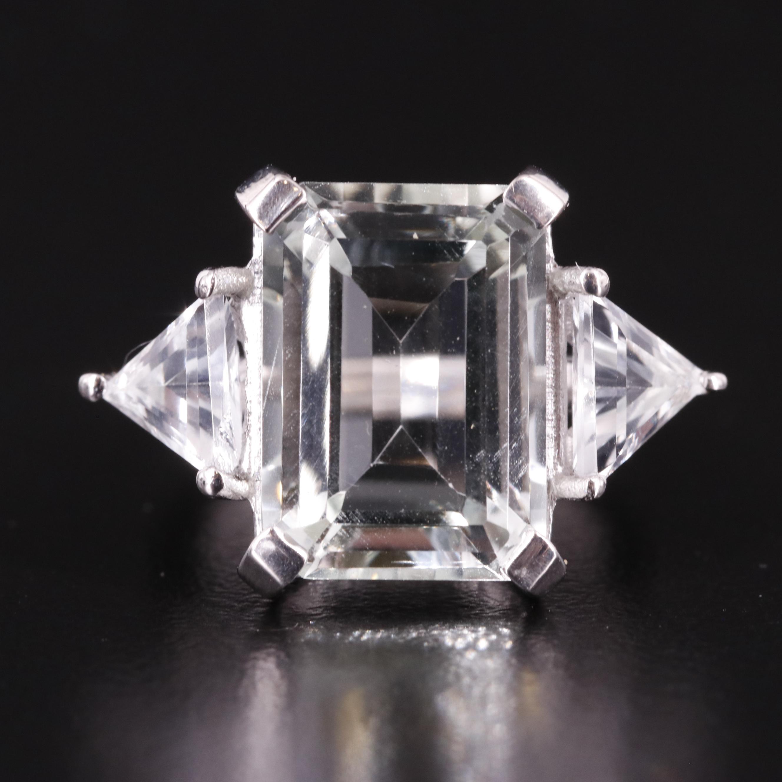 Sterling Prasiolite and White Topaz Ring