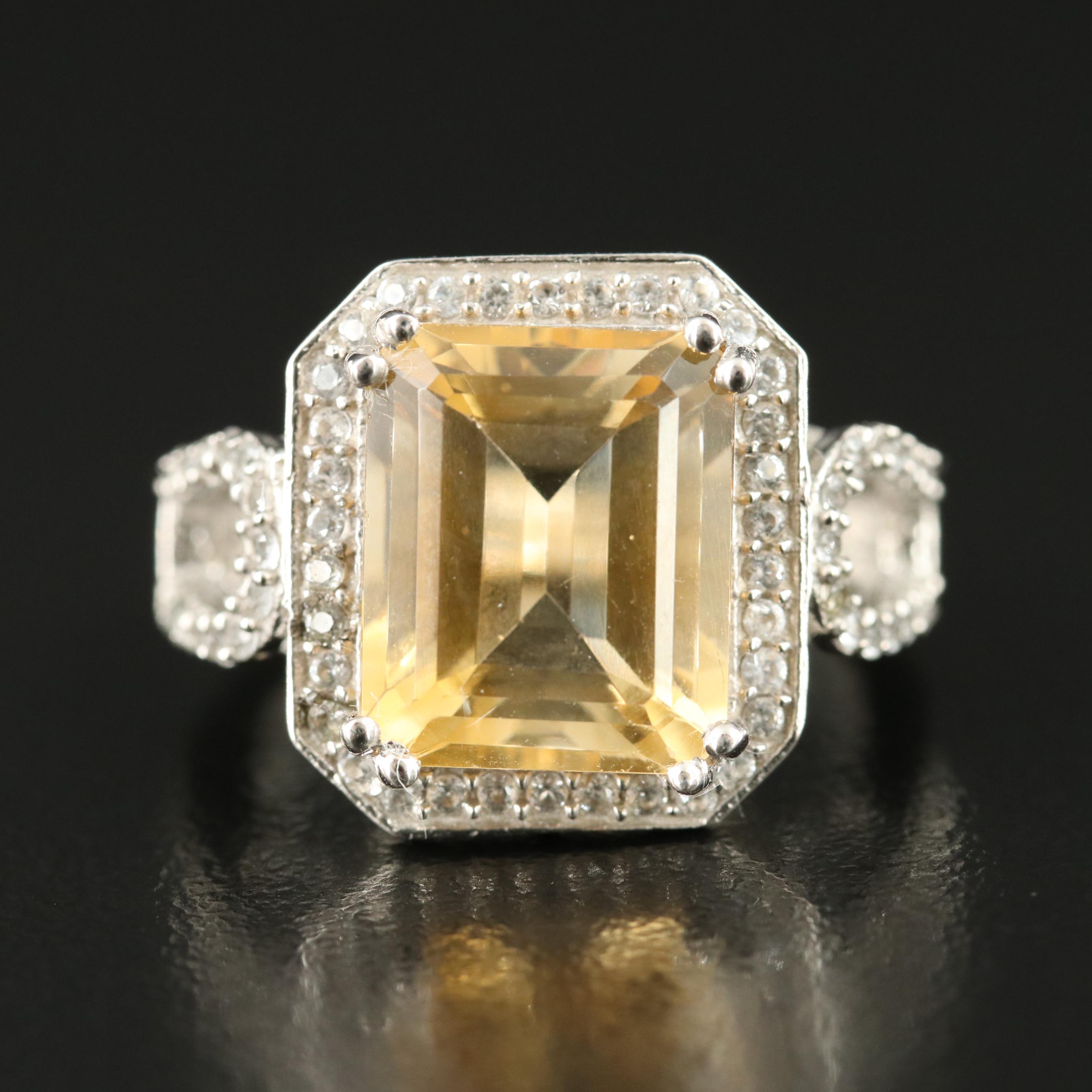 Sterling Citrine and White Topaz Ring