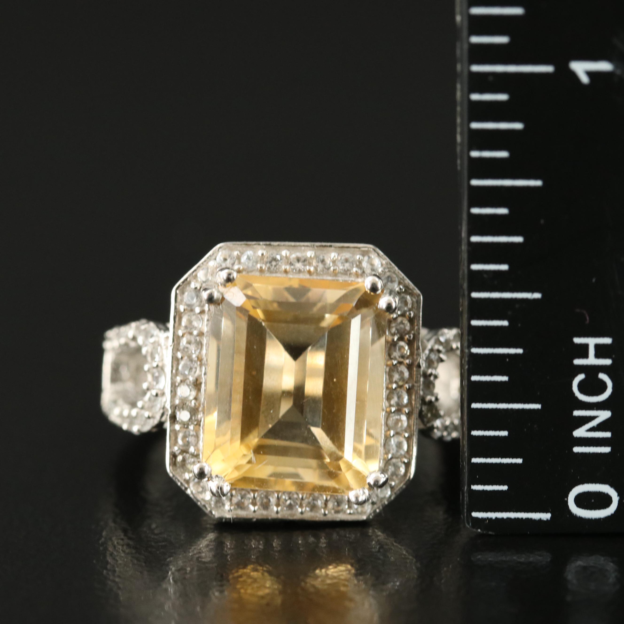 Sterling Citrine and White Topaz Ring