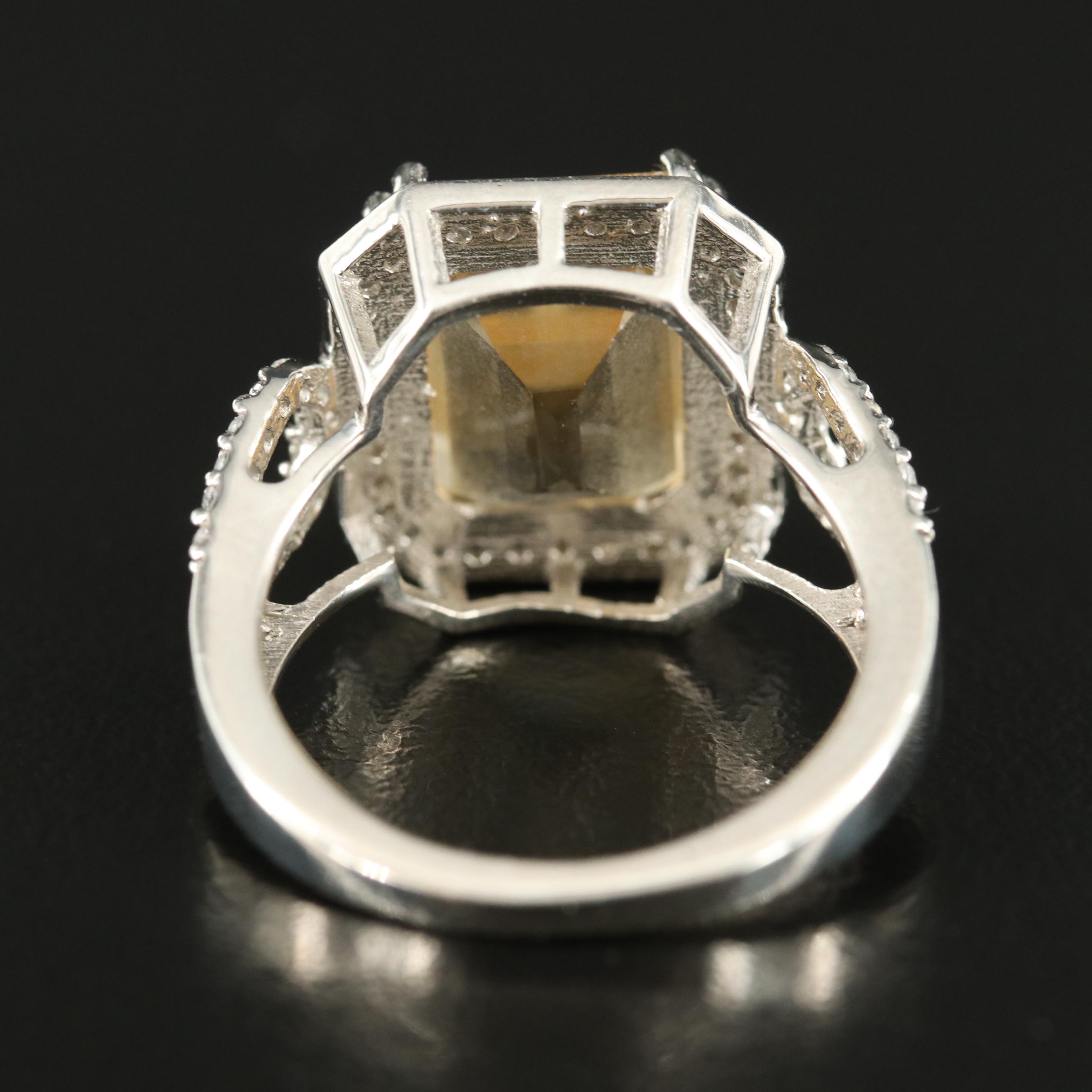 Sterling Citrine and White Topaz Ring