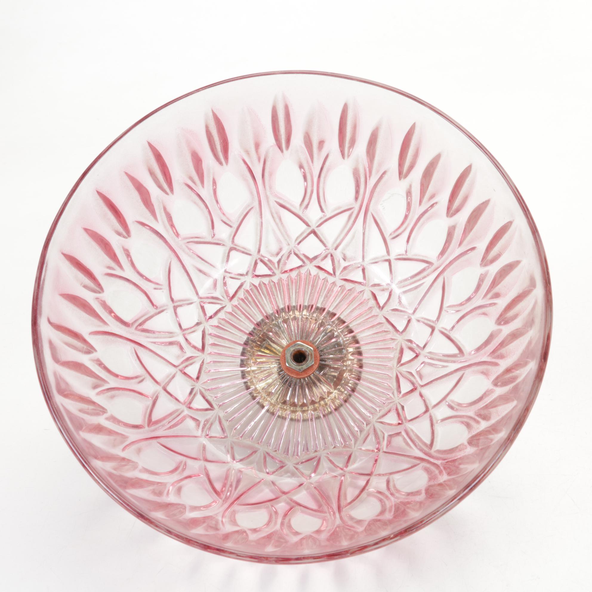 Pink Glass and Crystal Boudoir and Table Lamps, Attributed to Michelotti