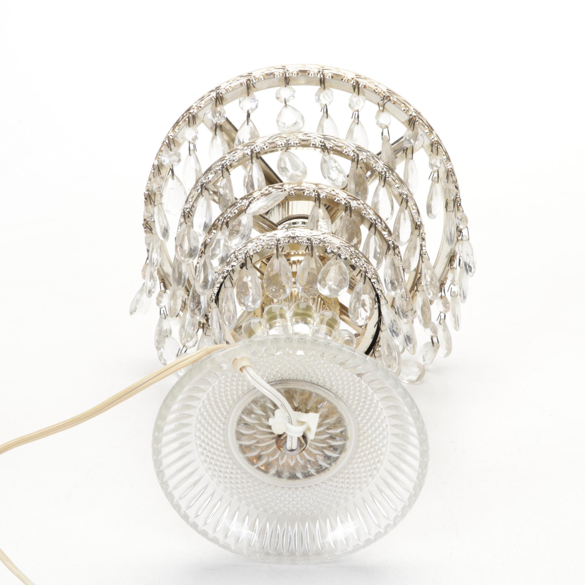 Pink Glass and Crystal Boudoir and Table Lamps, Attributed to Michelotti