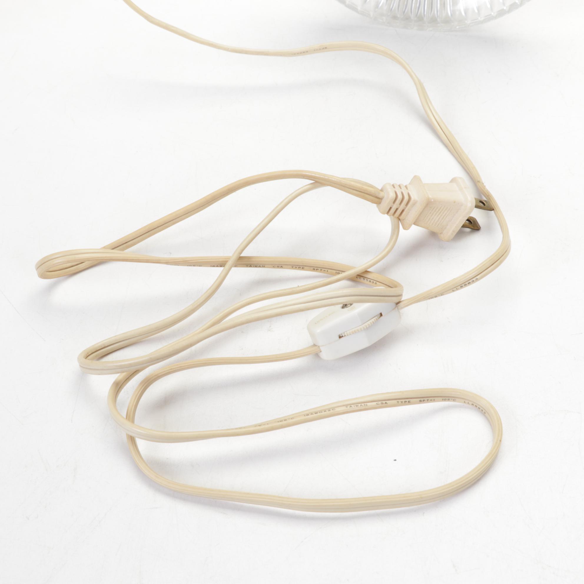 Pink Glass and Crystal Boudoir and Table Lamps, Attributed to Michelotti