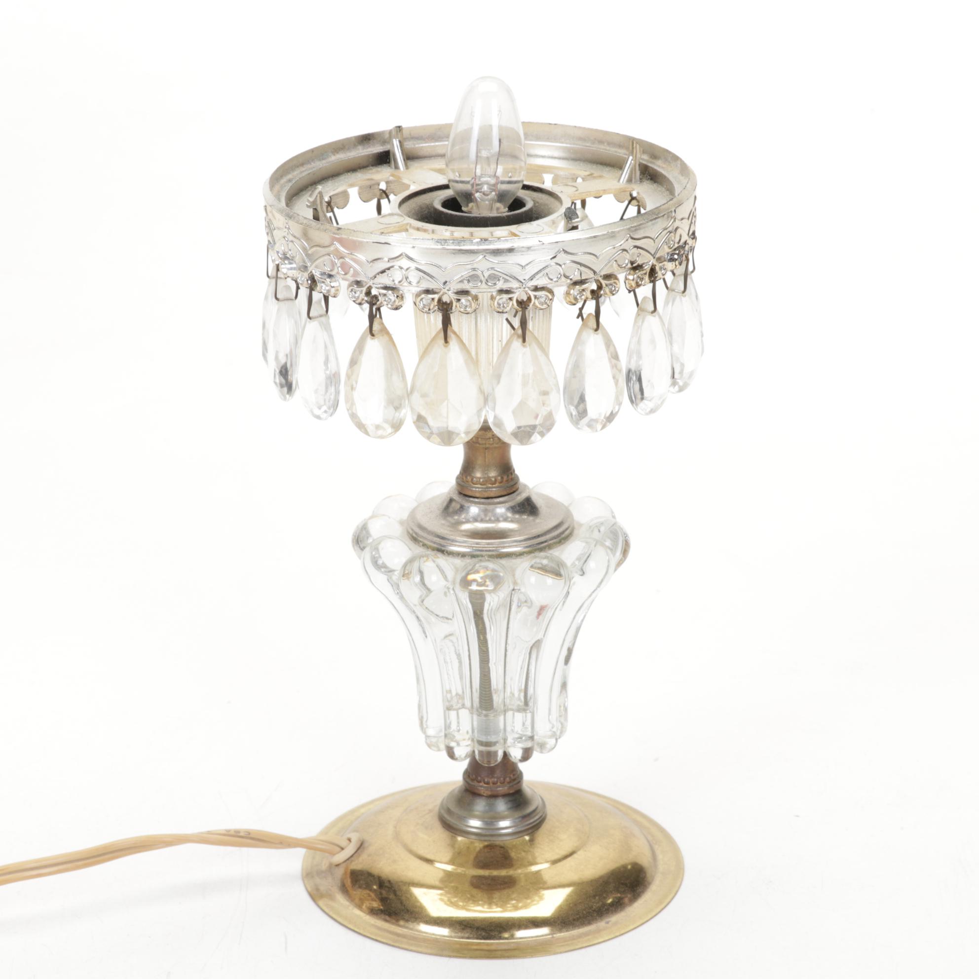 Pink Glass and Crystal Boudoir and Table Lamps, Attributed to Michelotti