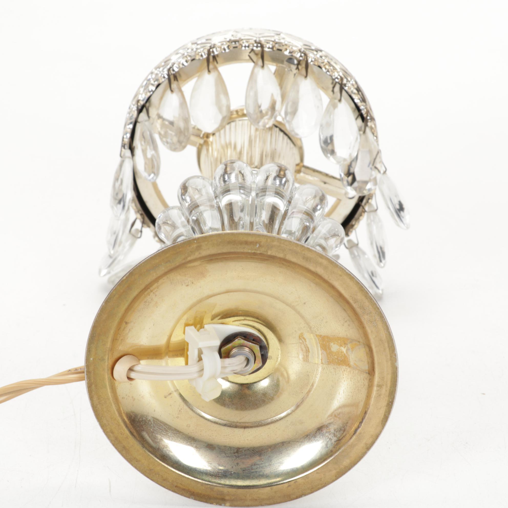 Pink Glass and Crystal Boudoir and Table Lamps, Attributed to Michelotti