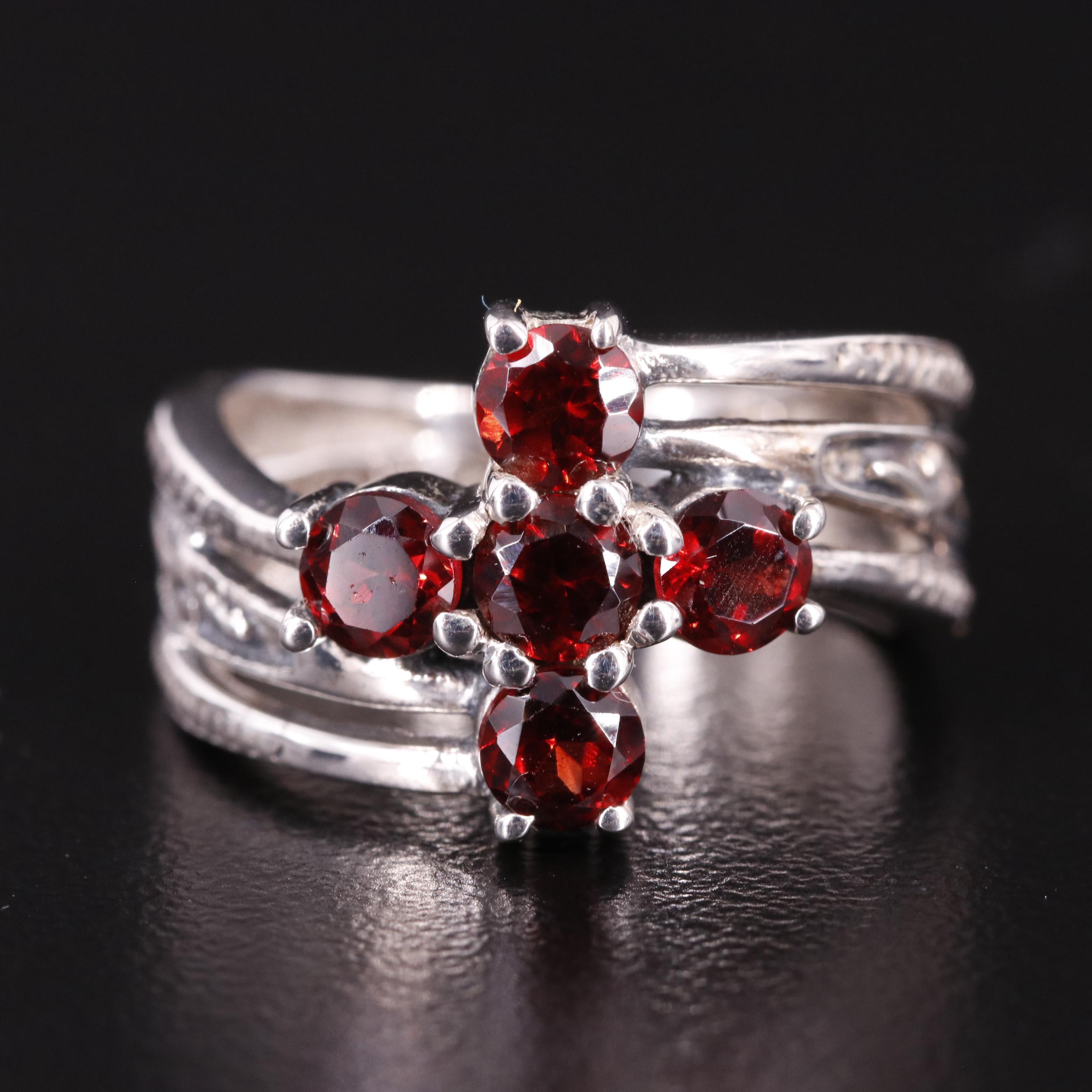 Sterling Garnet Bypass Ring