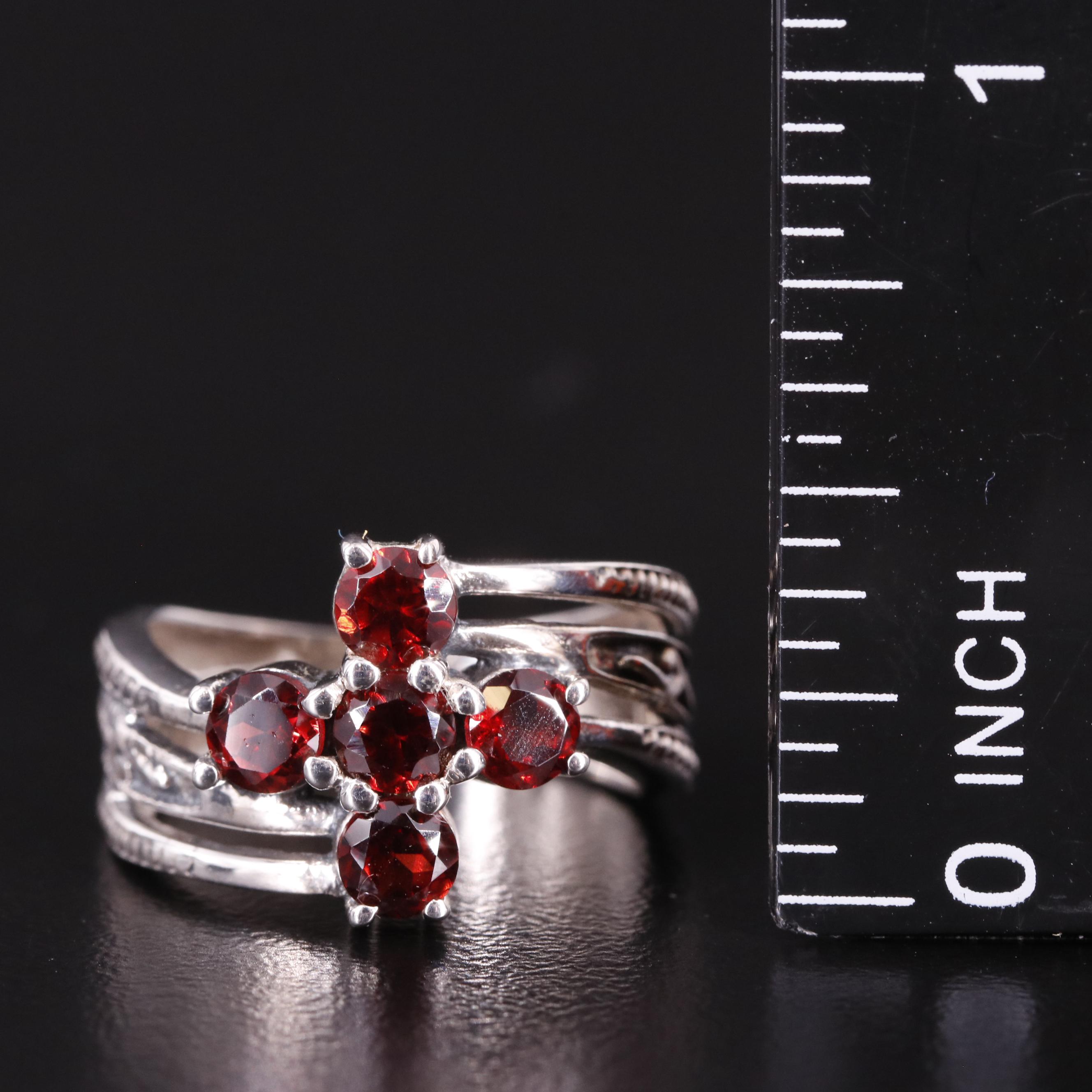 Sterling Garnet Bypass Ring