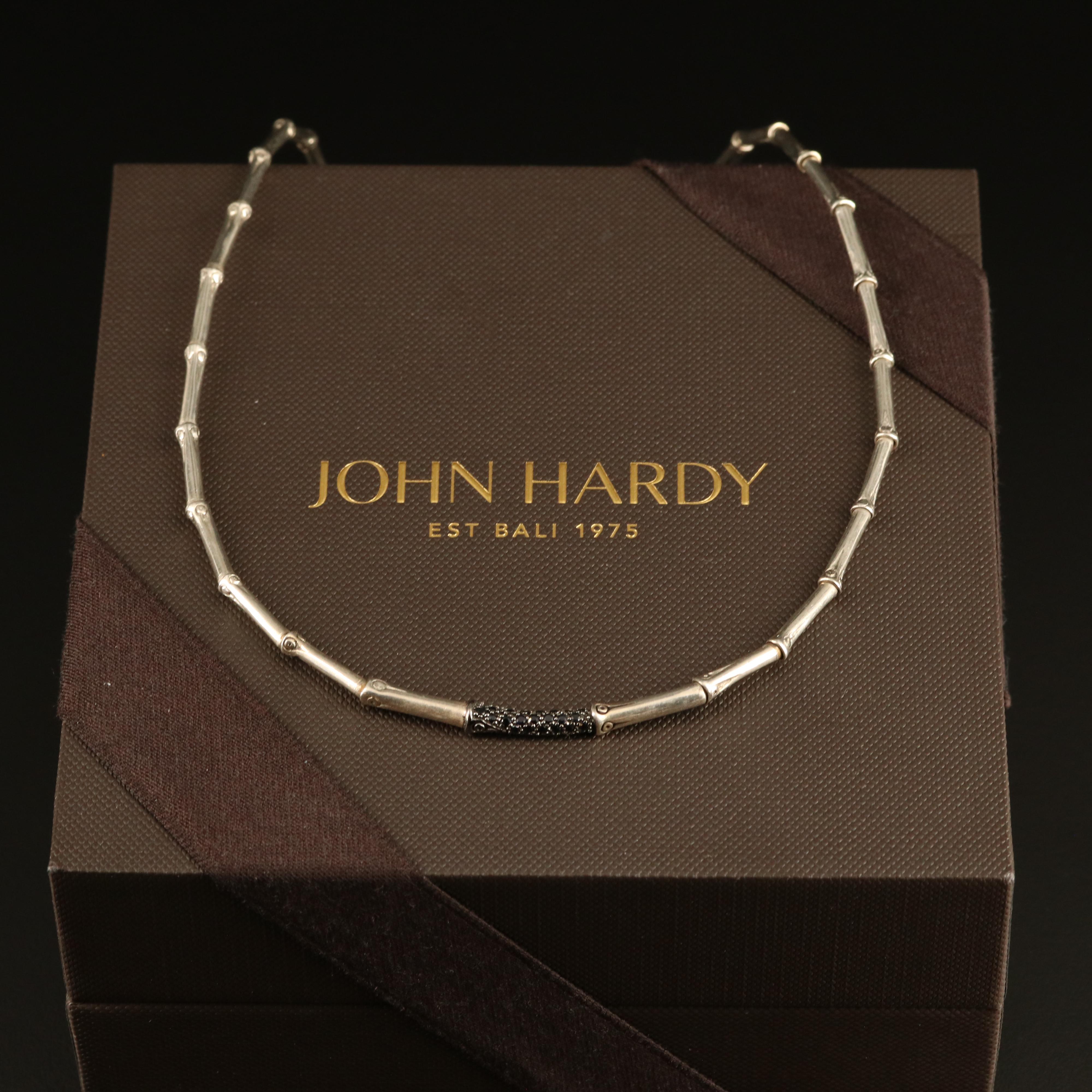 John Hardy "Bamboo Lava Slim" Sterling Sapphire Necklace