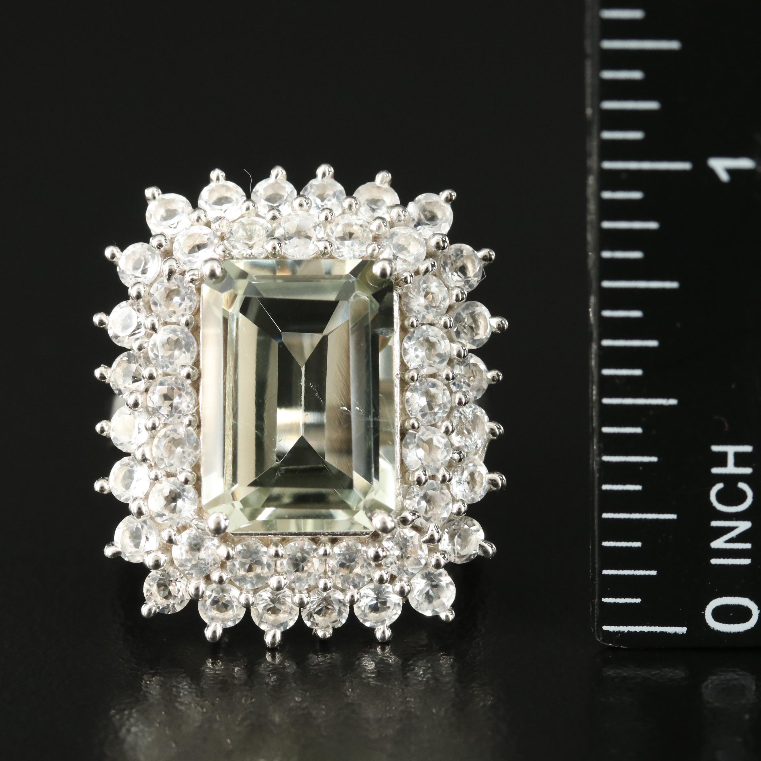 Sterling Prasiolite and White Topaz Ring