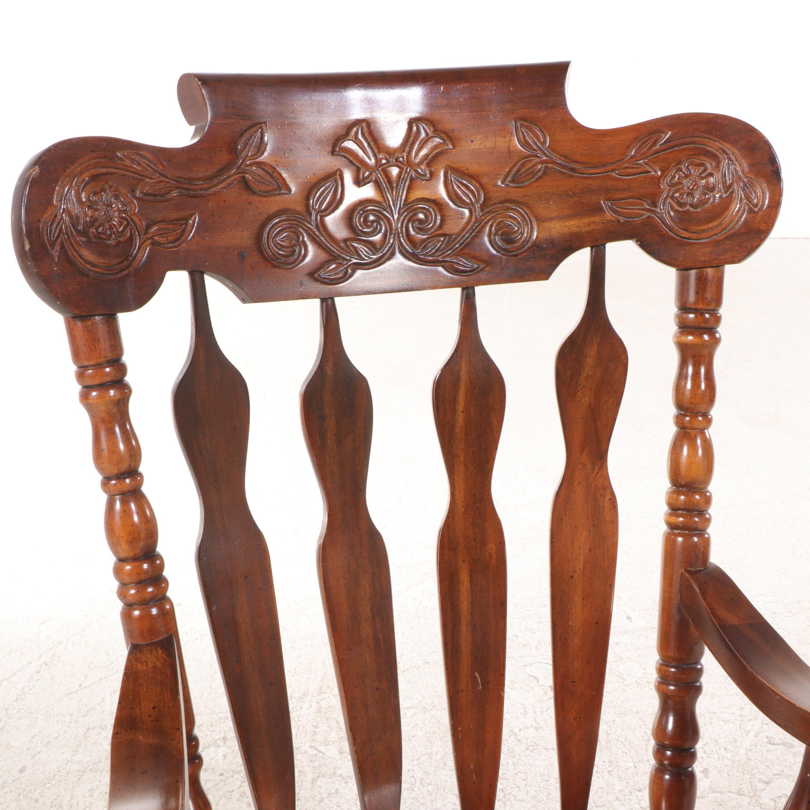 Virginia House Early American Style Wooden Press-Back Rocking Armchair