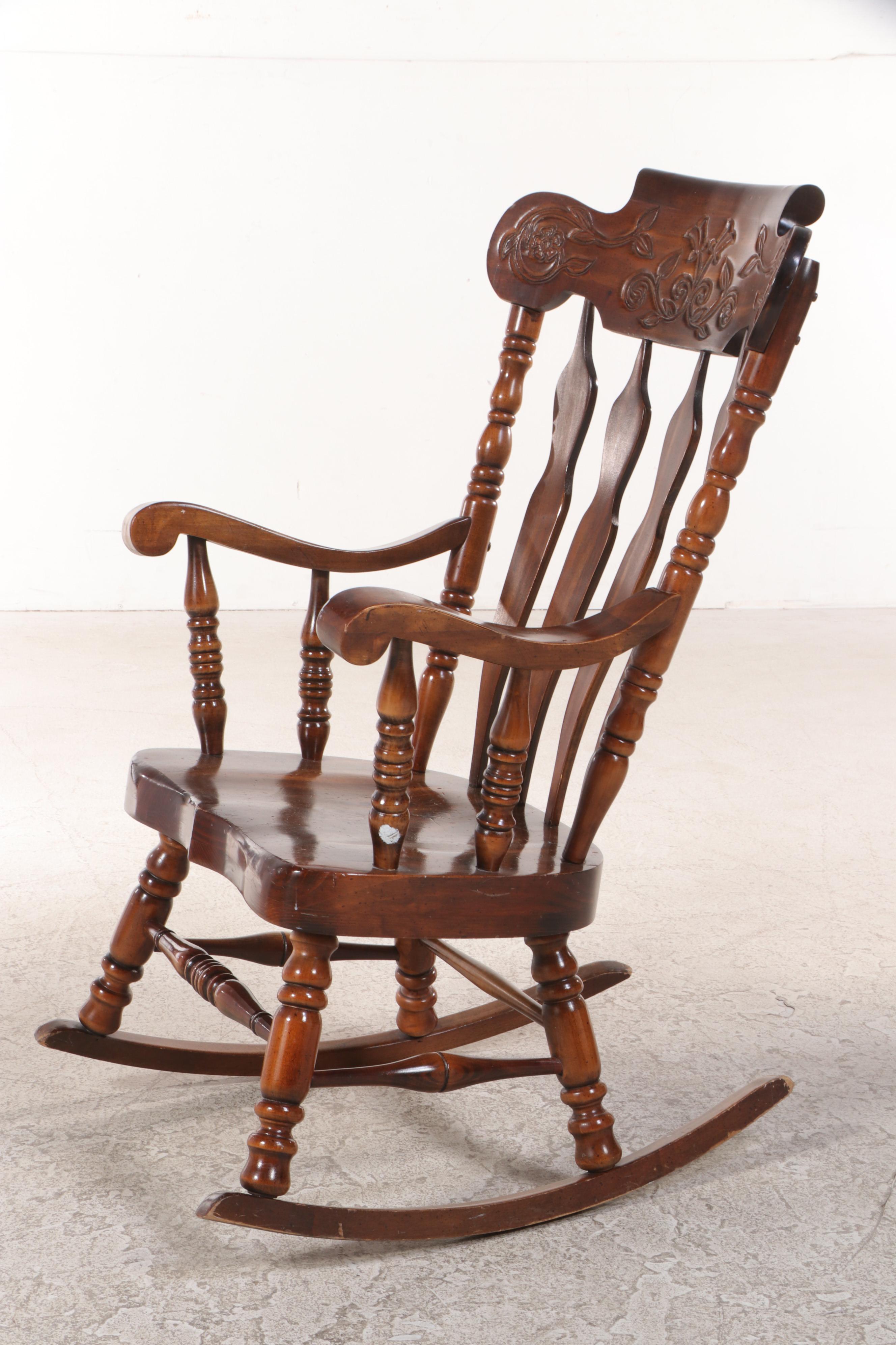 Virginia House Early American Style Wooden Press-Back Rocking Armchair
