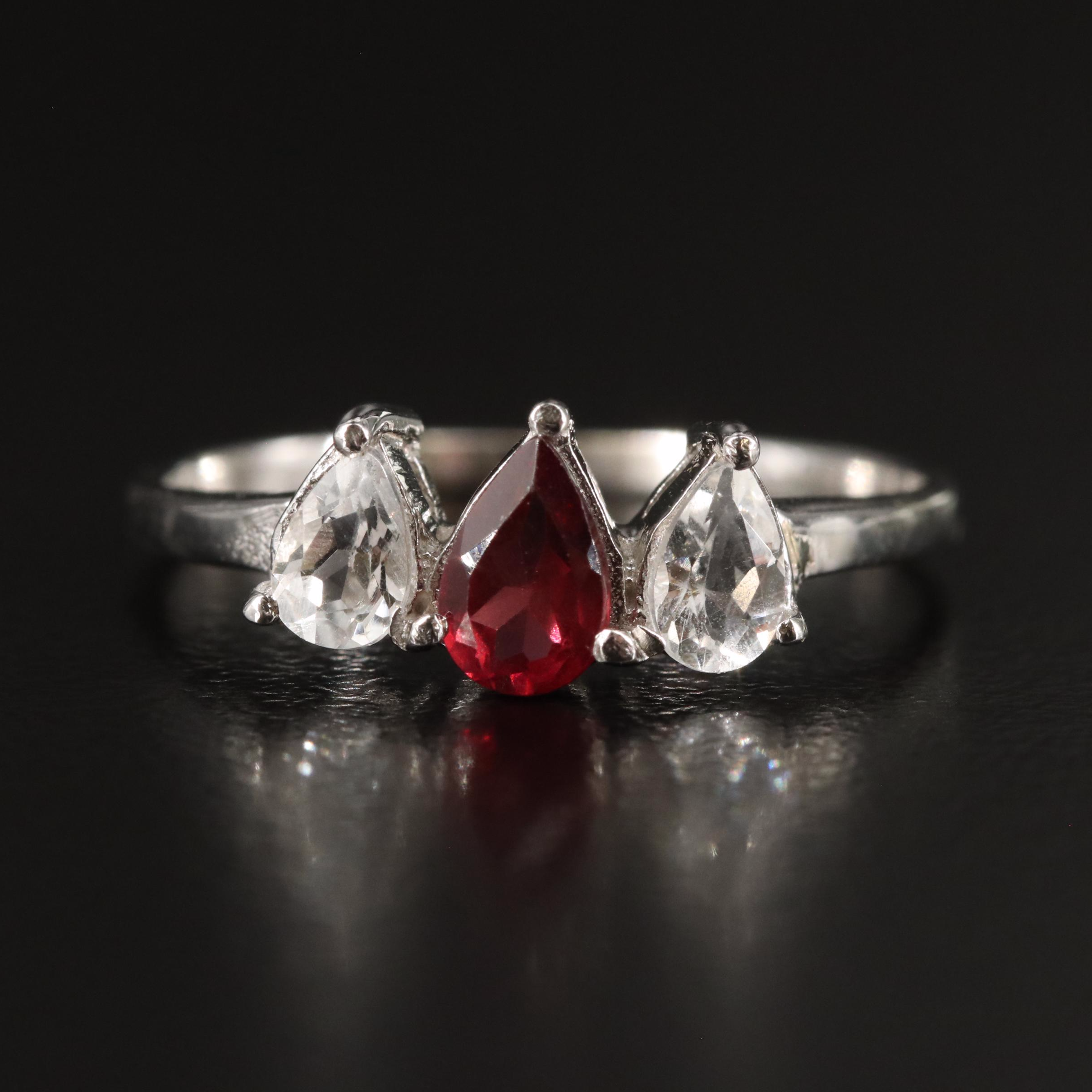 Sterling Garnet and White Topaz Ring