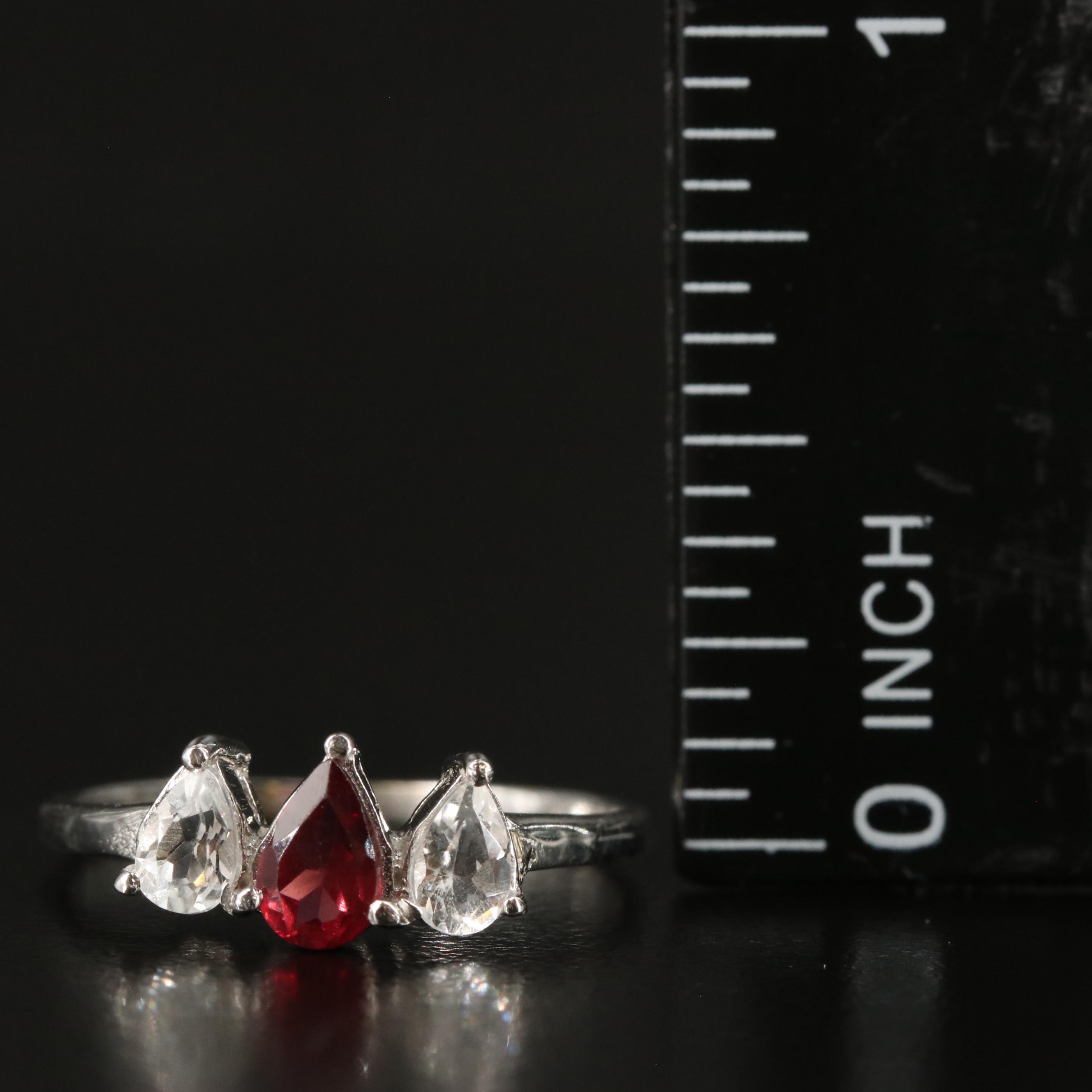 Sterling Garnet and White Topaz Ring