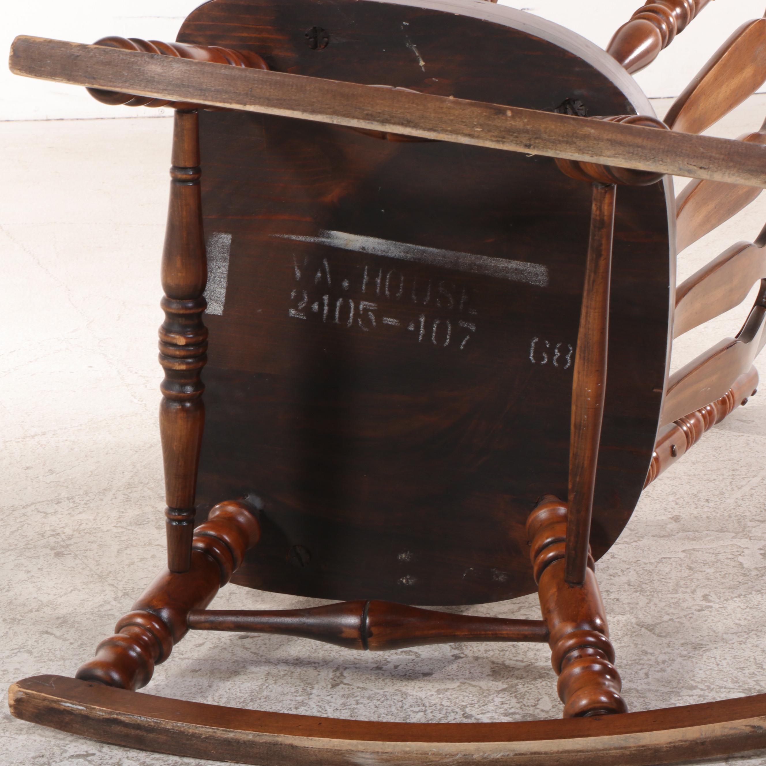 Virginia House Early American Style Wooden Press-Back Rocking Armchair