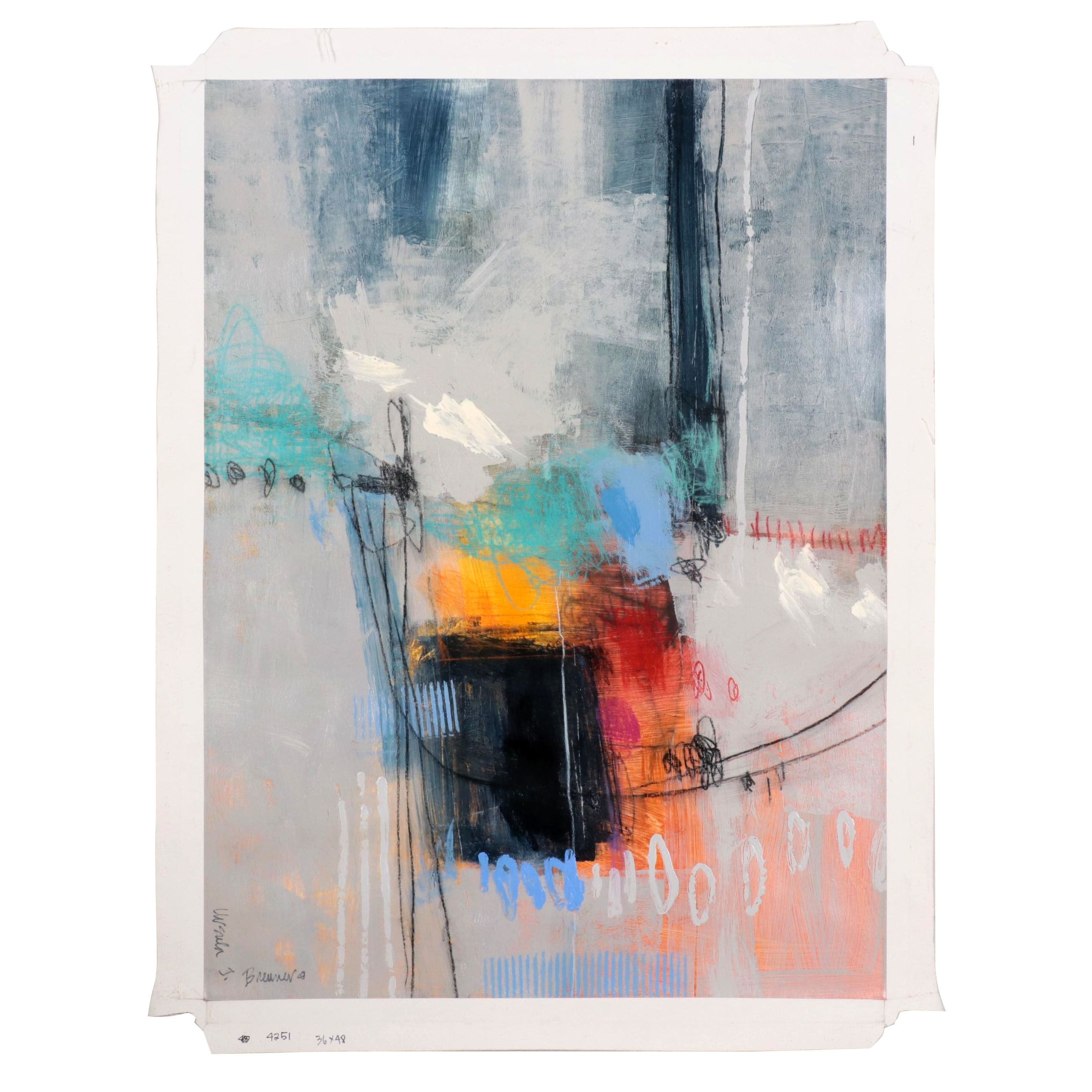 Ursula Brenner Abstract Mixed Media Painting, 21st Century