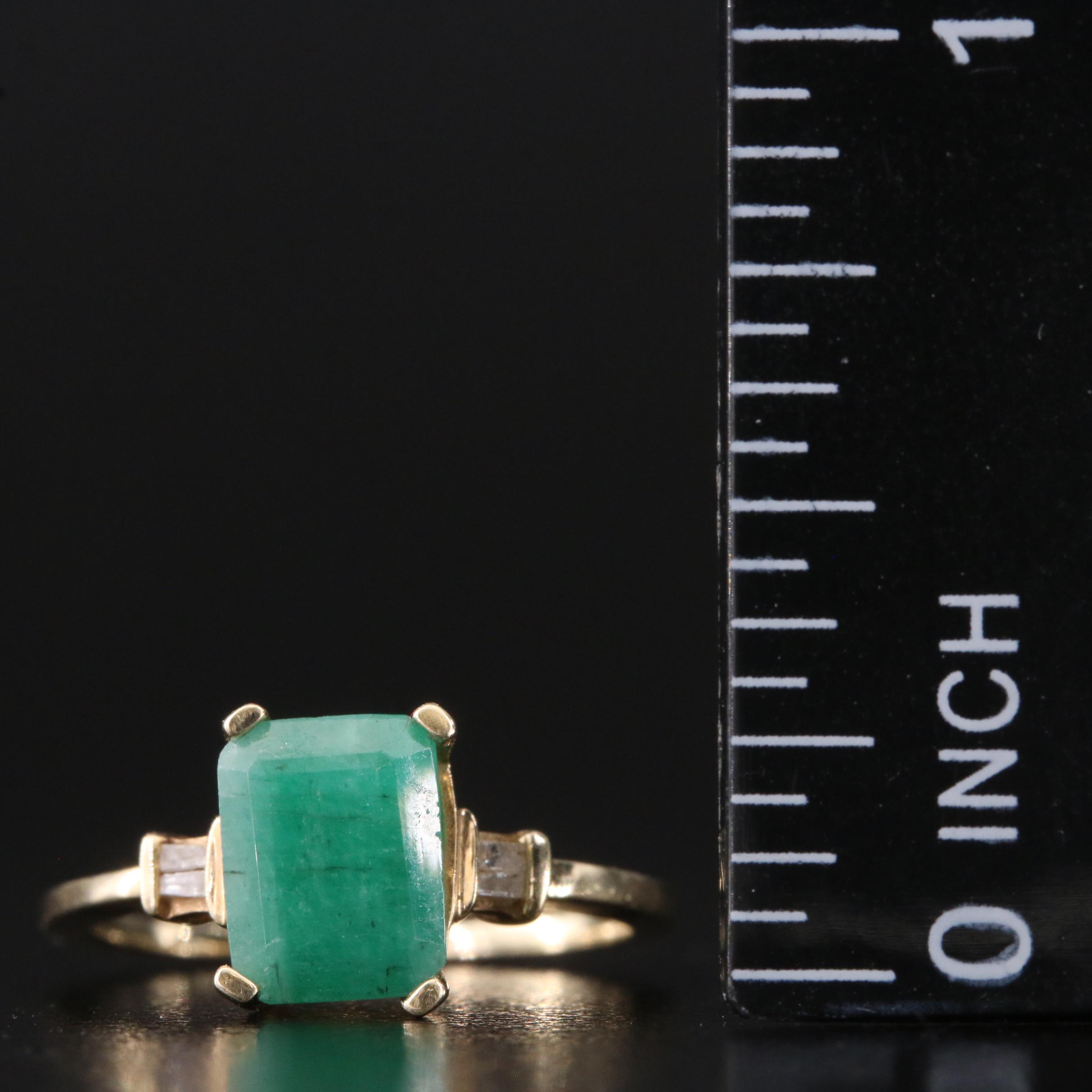 10K Emerald and Diamond Ring