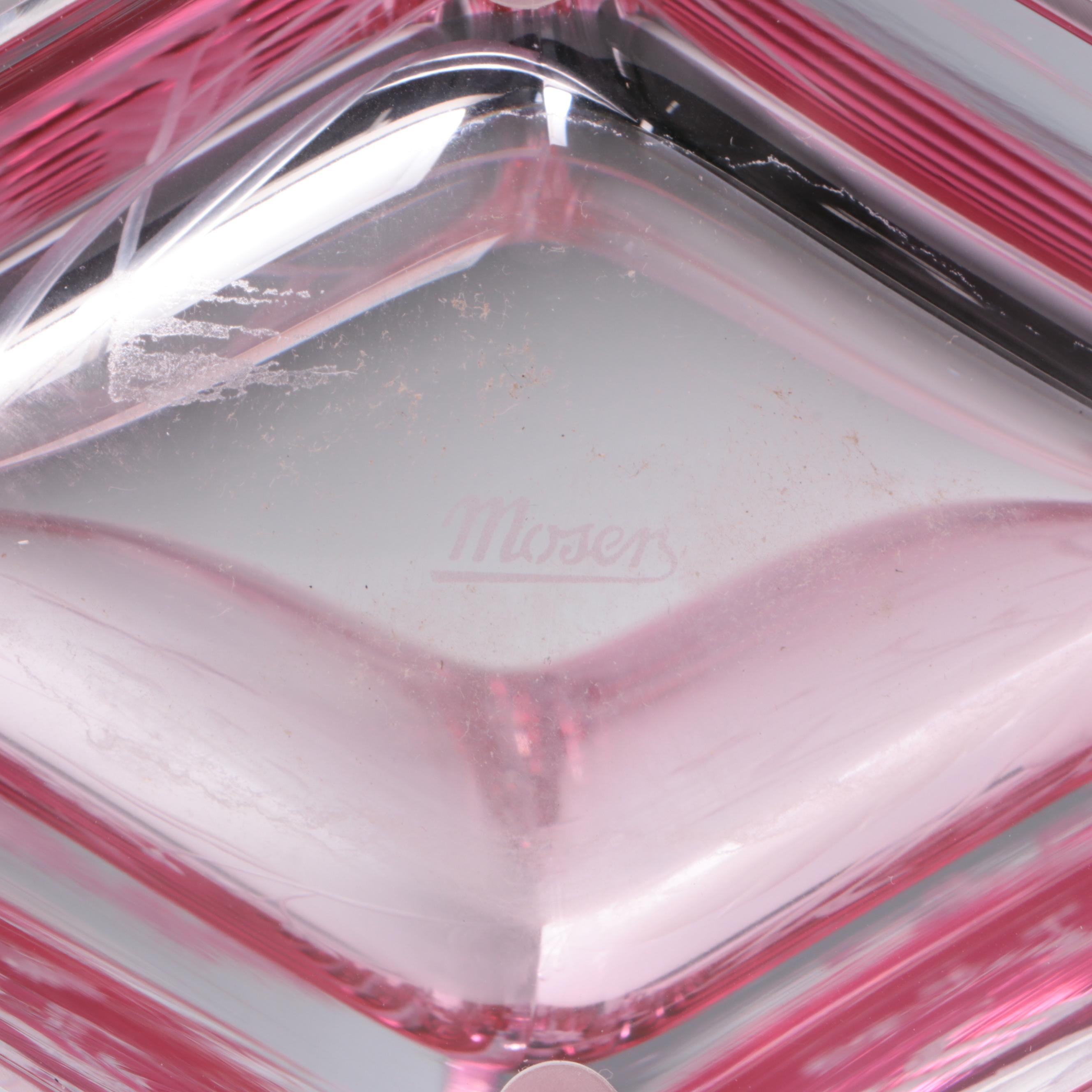 Milada Zvolánková for Moser Cut and Engraved Meadow Motif Rose Crystal Vase