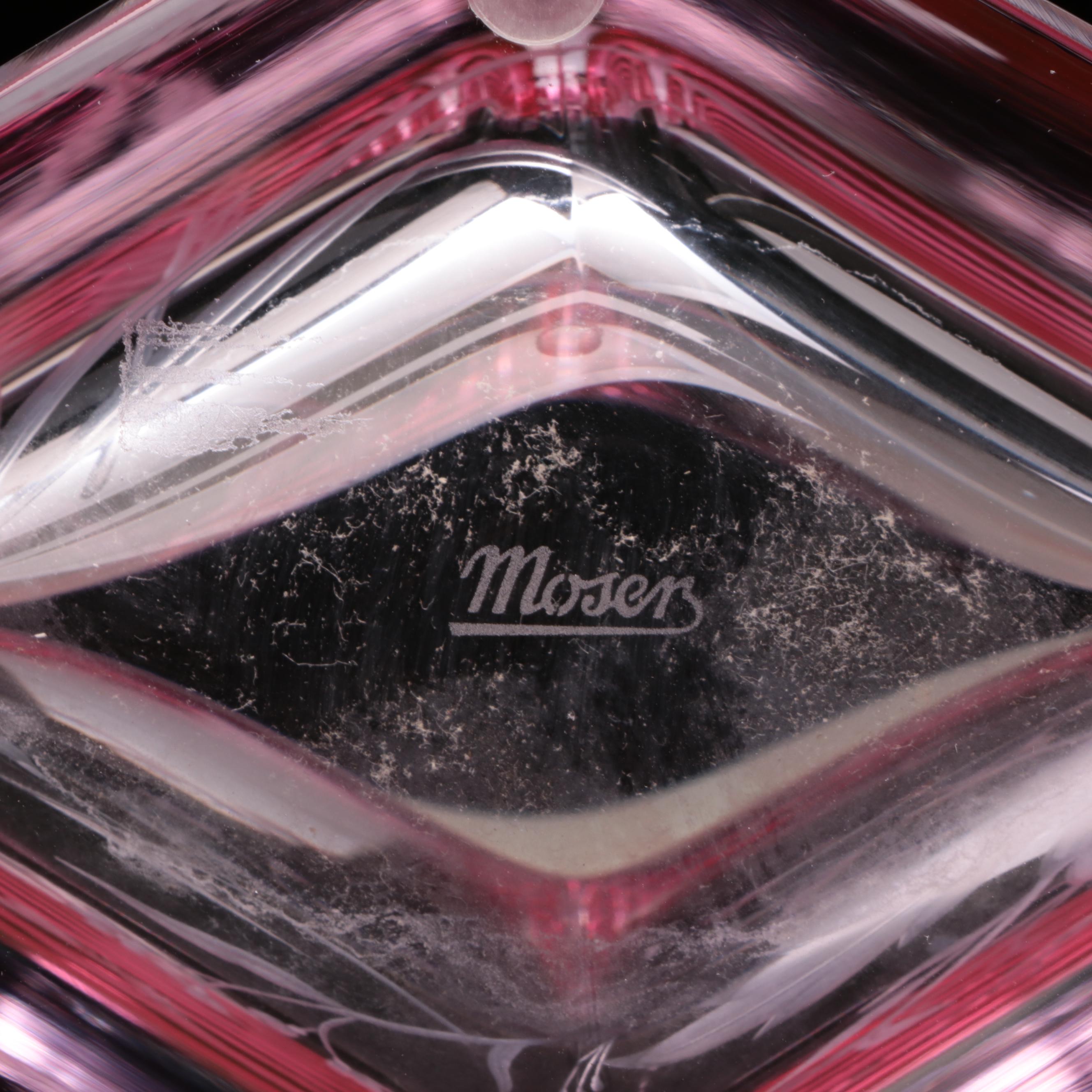 Milada Zvolánková for Moser Cut and Engraved Meadow Motif Rose Crystal Vase