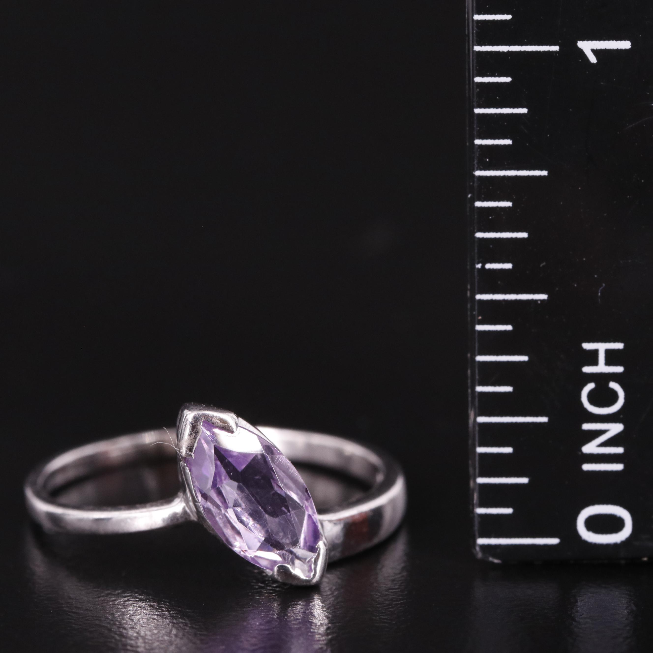 Sterling Amethyst Solitaire Ring