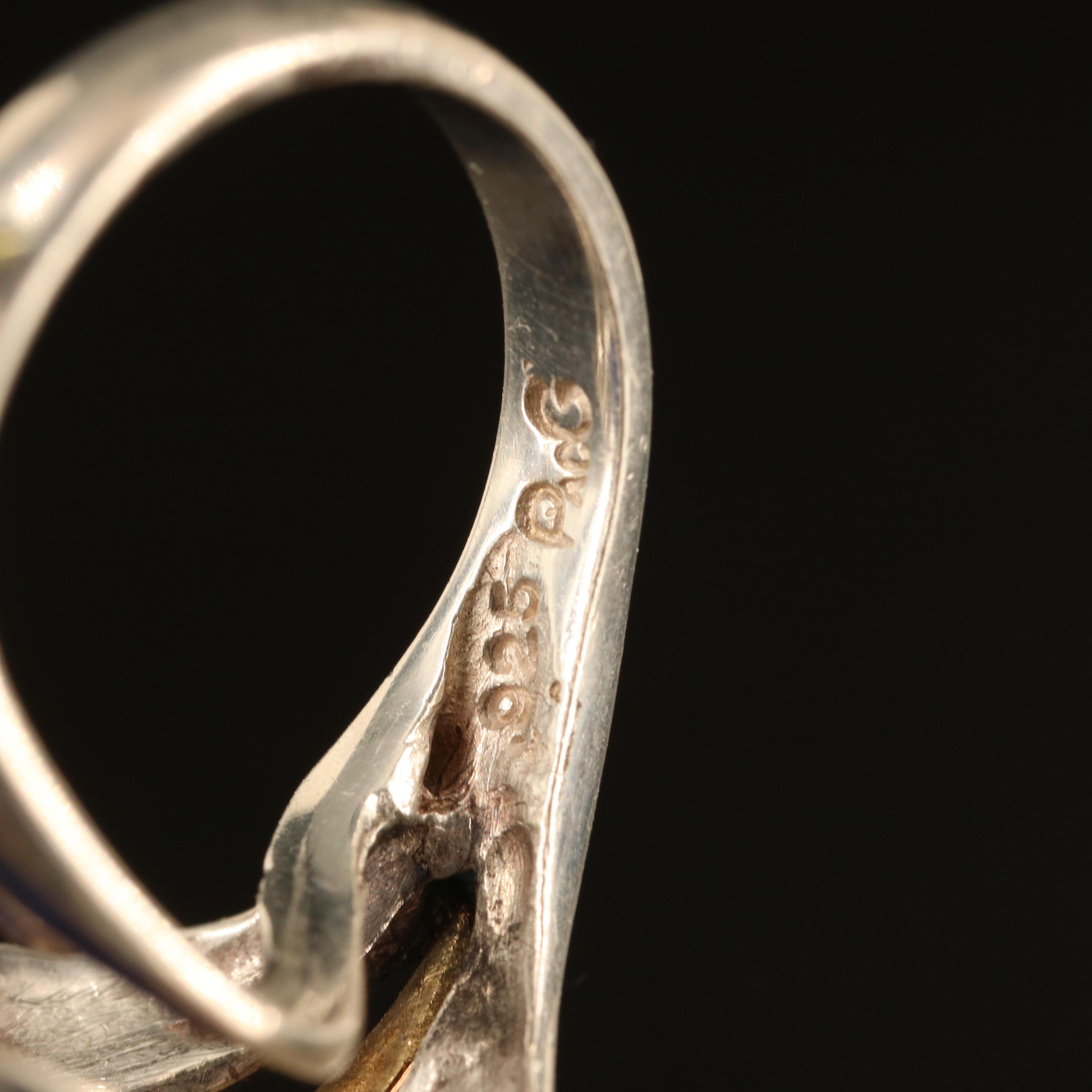 Sterling Fluted Lapis Lazuli Ring with 18K Accent