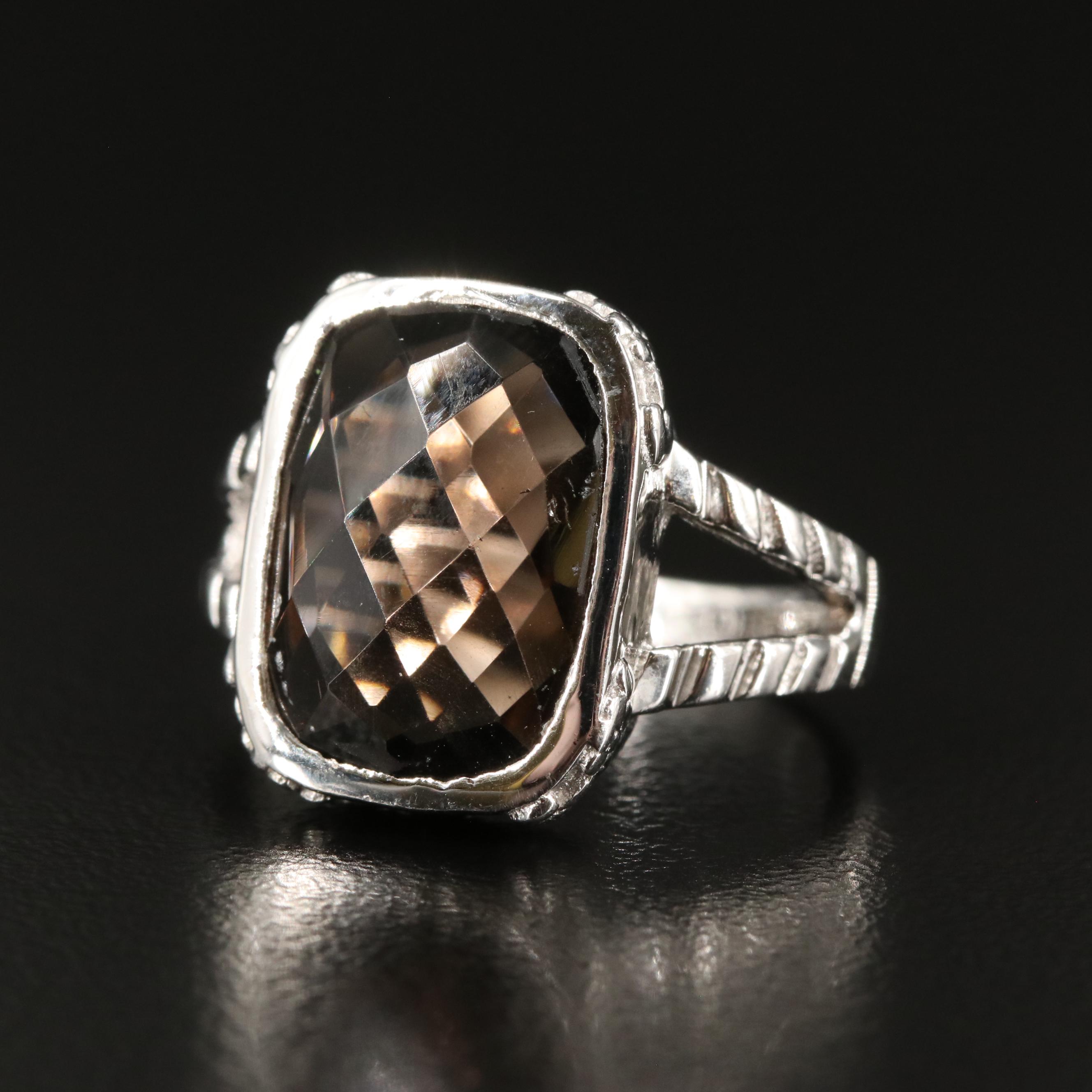 Sterling Smoky Quartz Tapered Ring